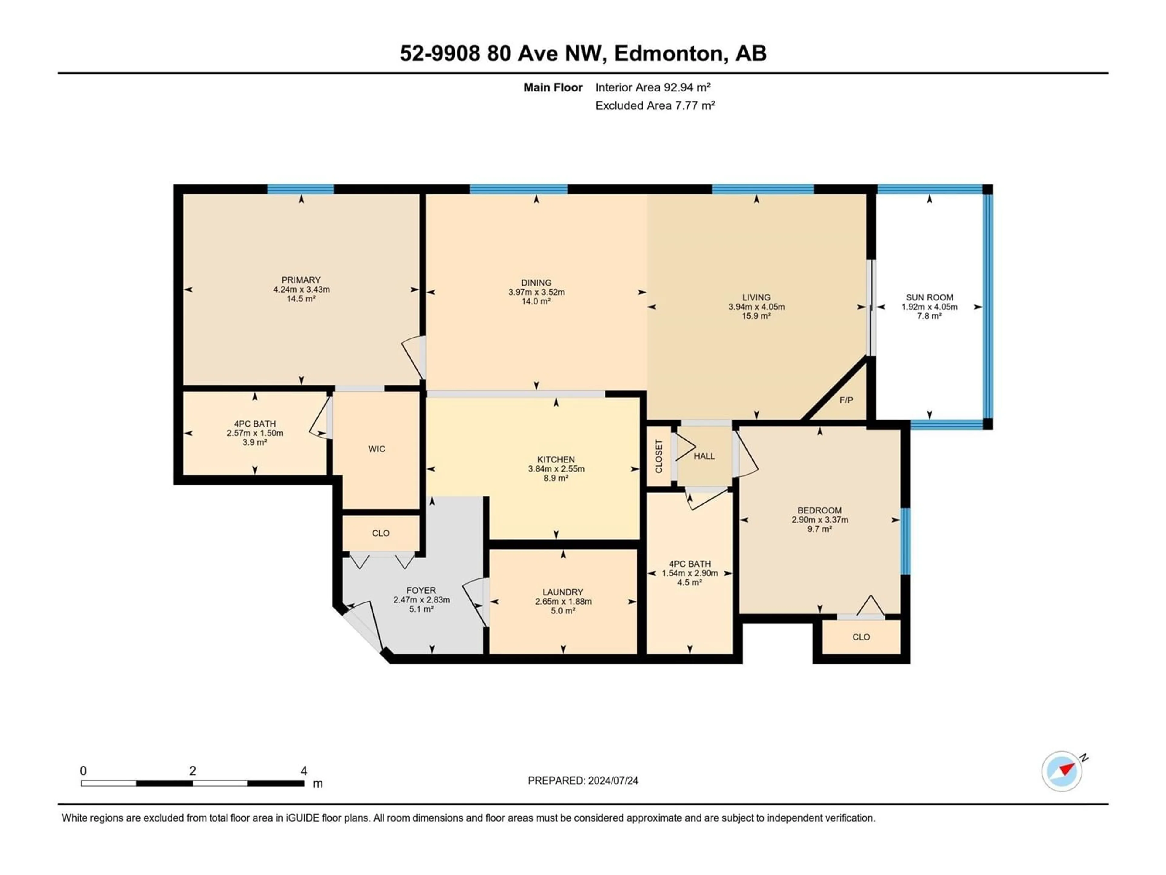 Floor plan for #52 9908 80 AV NW, Edmonton Alberta T6E6L7