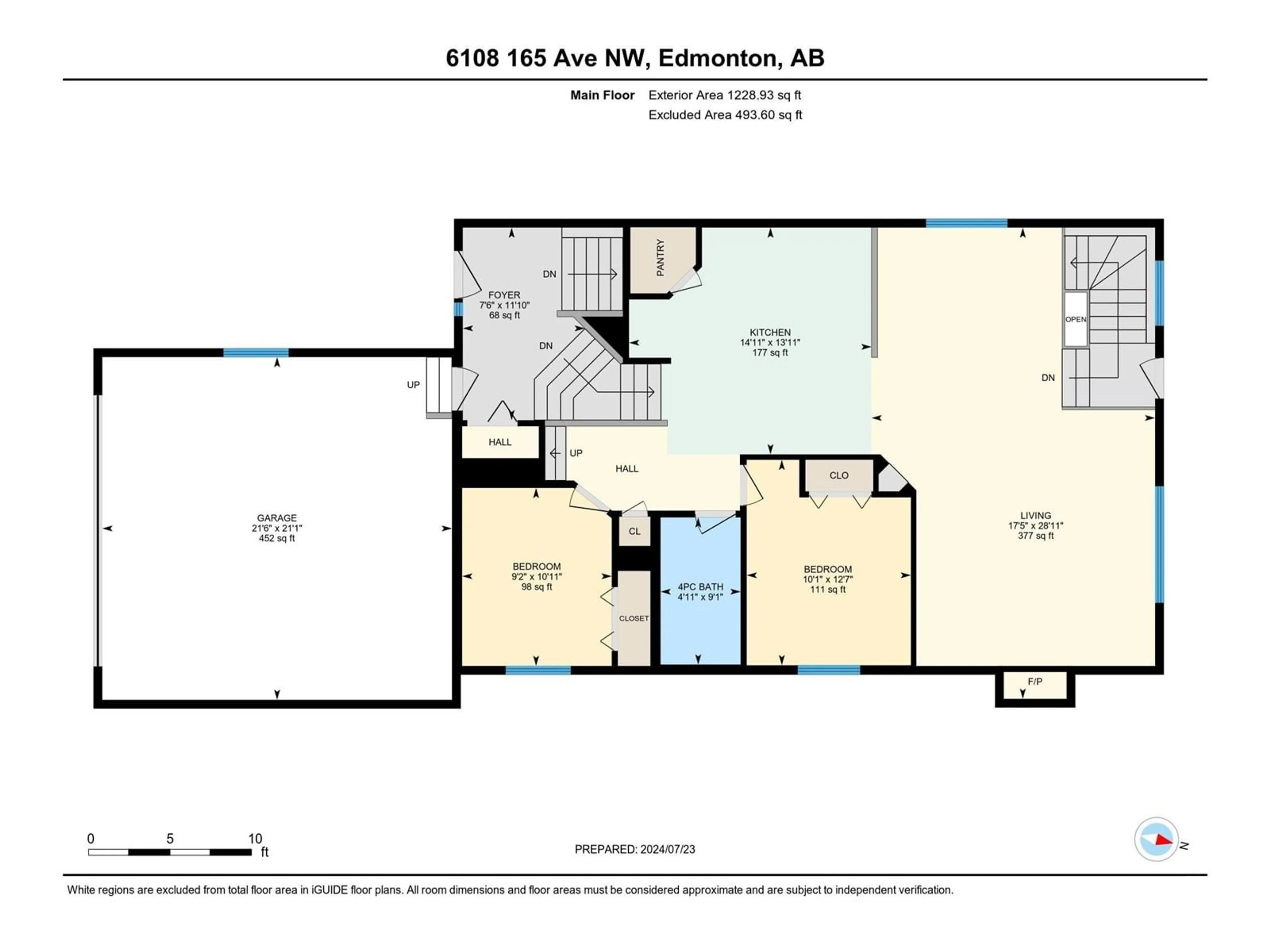 Floor plan for 6108 165 AV NW, Edmonton Alberta T5Y0A8