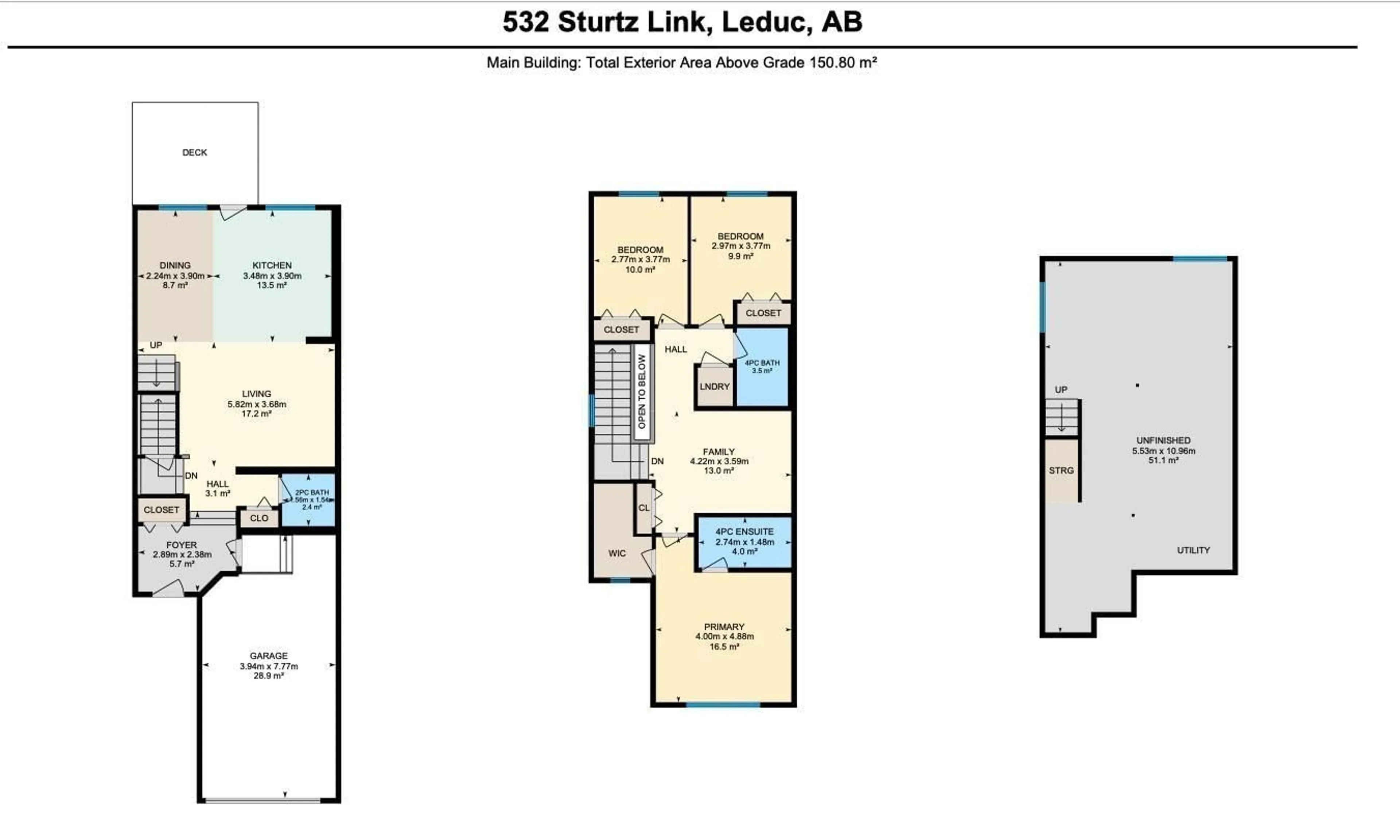 Floor plan for 533 STURTZ LI, Leduc Alberta T9E0Y7