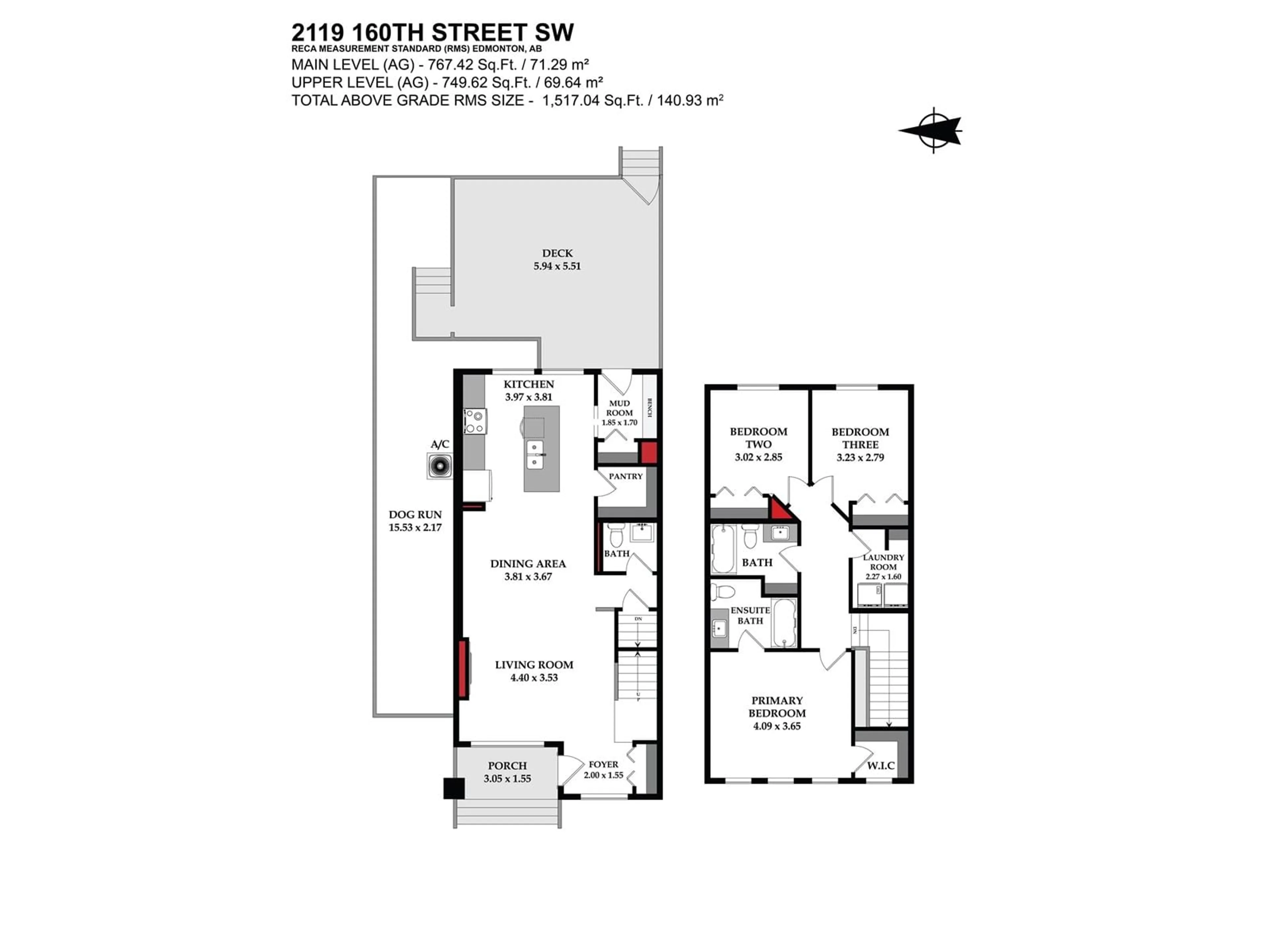 Floor plan for 2119 160 ST SW, Edmonton Alberta T6W4E5