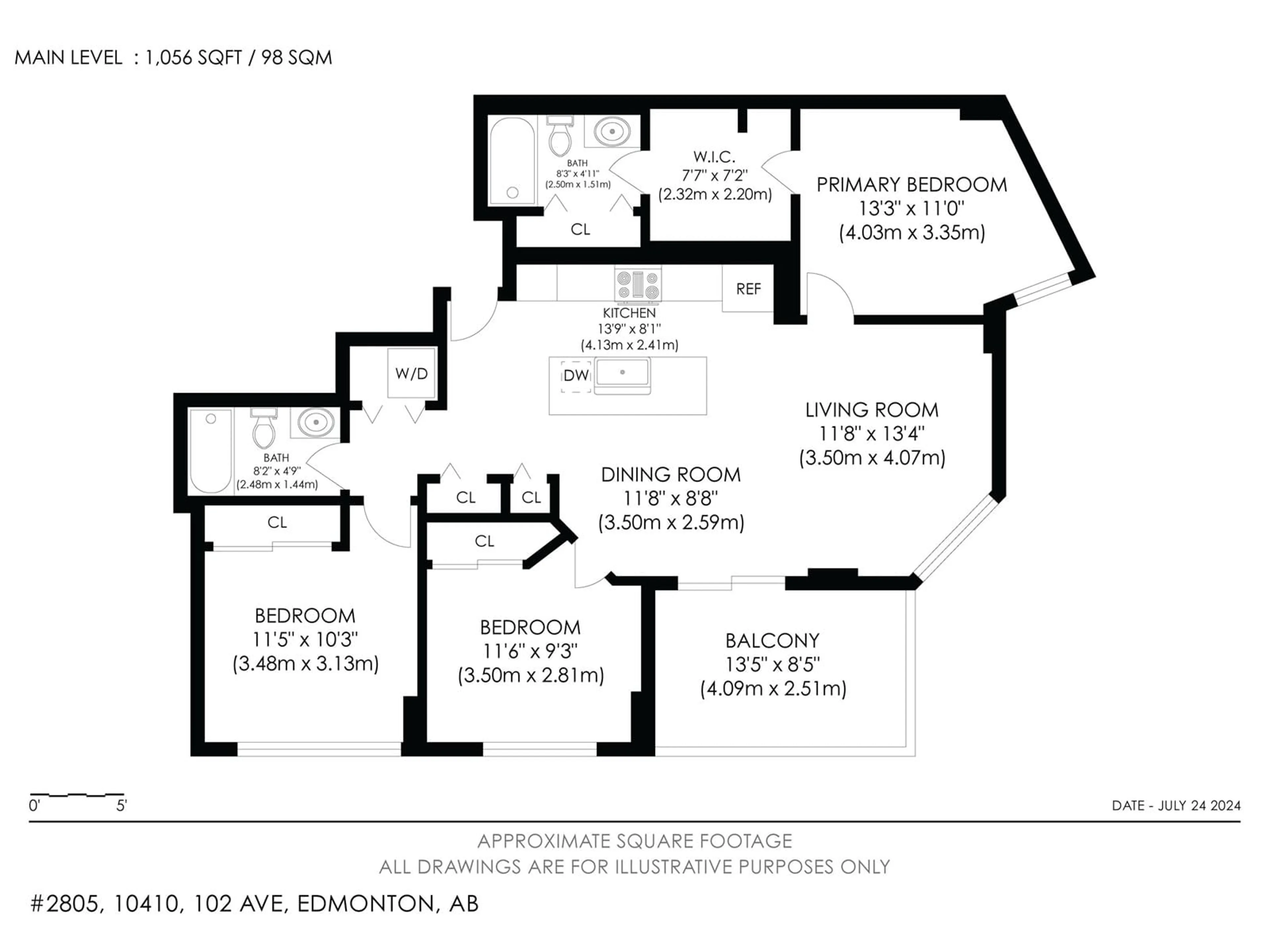 Floor plan for #2805 10410 102 AV NW, Edmonton Alberta T5J0E9