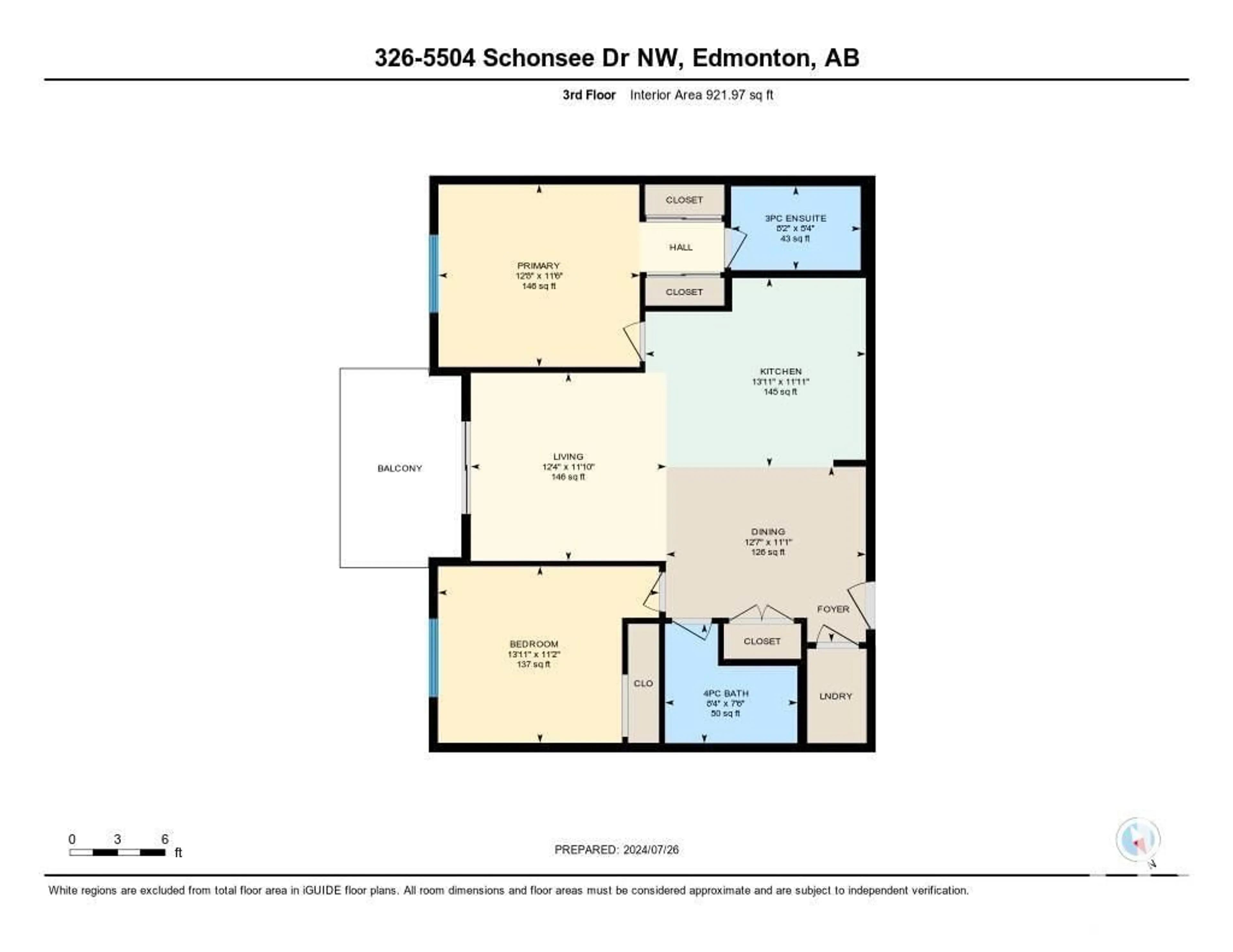 Floor plan for #326 5504 SCHONSEE DR NW, Edmonton Alberta T5Z0N9