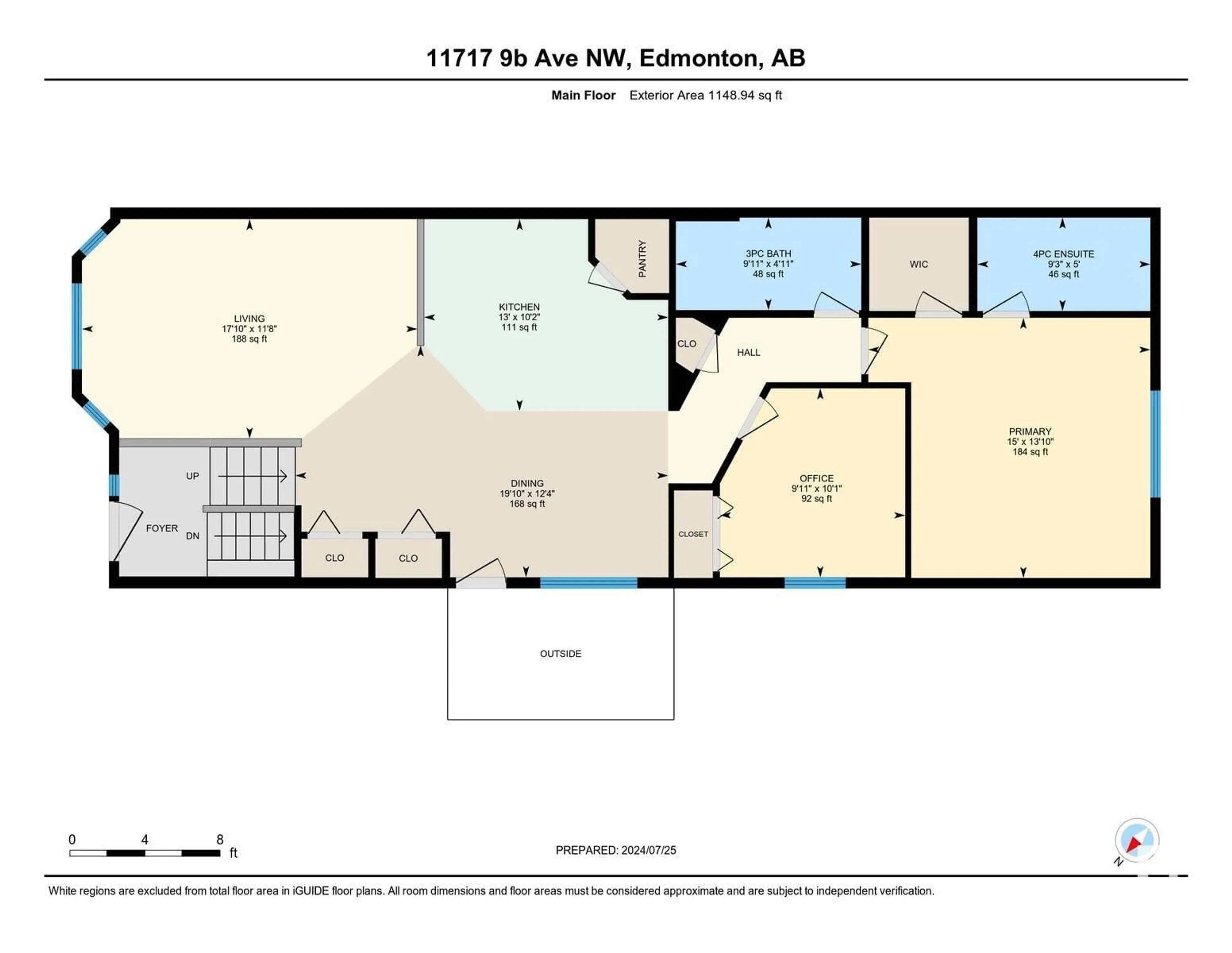 Floor plan for #8 11717 9B AV NW, Edmonton Alberta T6J7B7