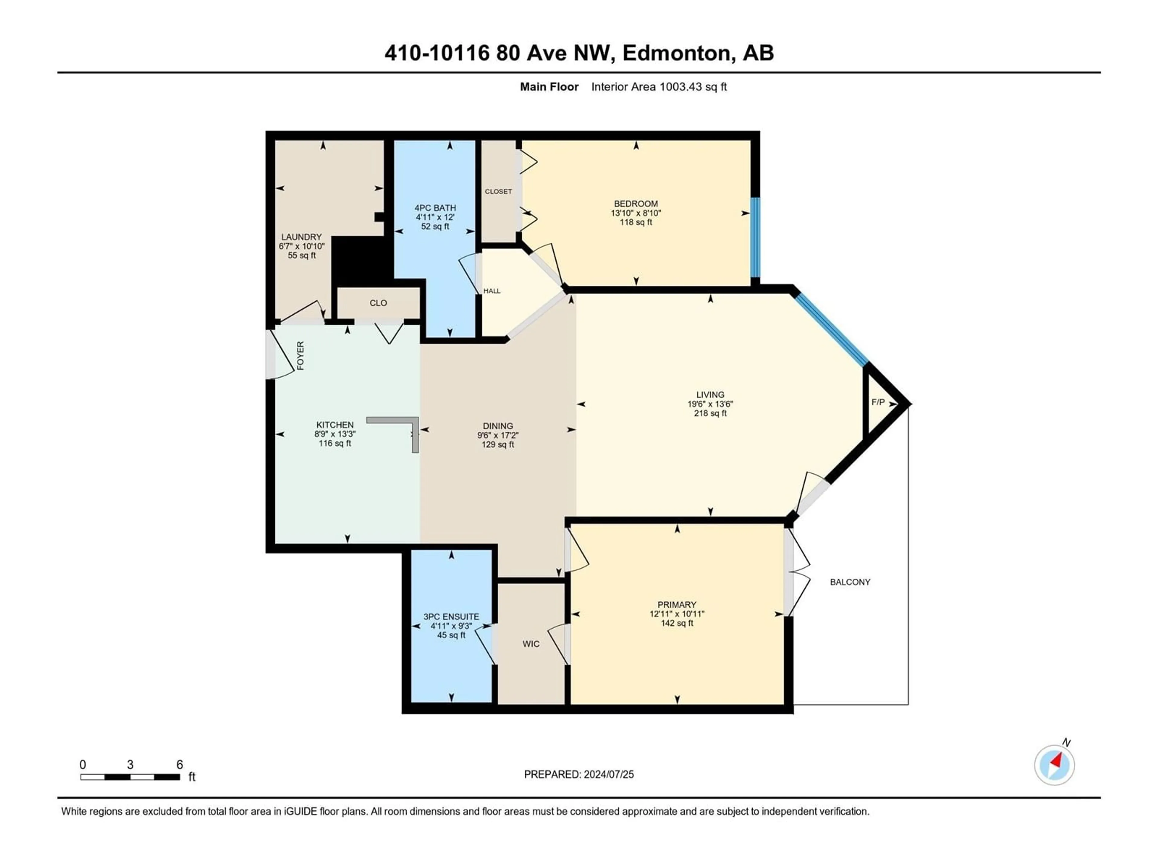 Floor plan for #410 10116 80 AV NW, Edmonton Alberta T6E6V7