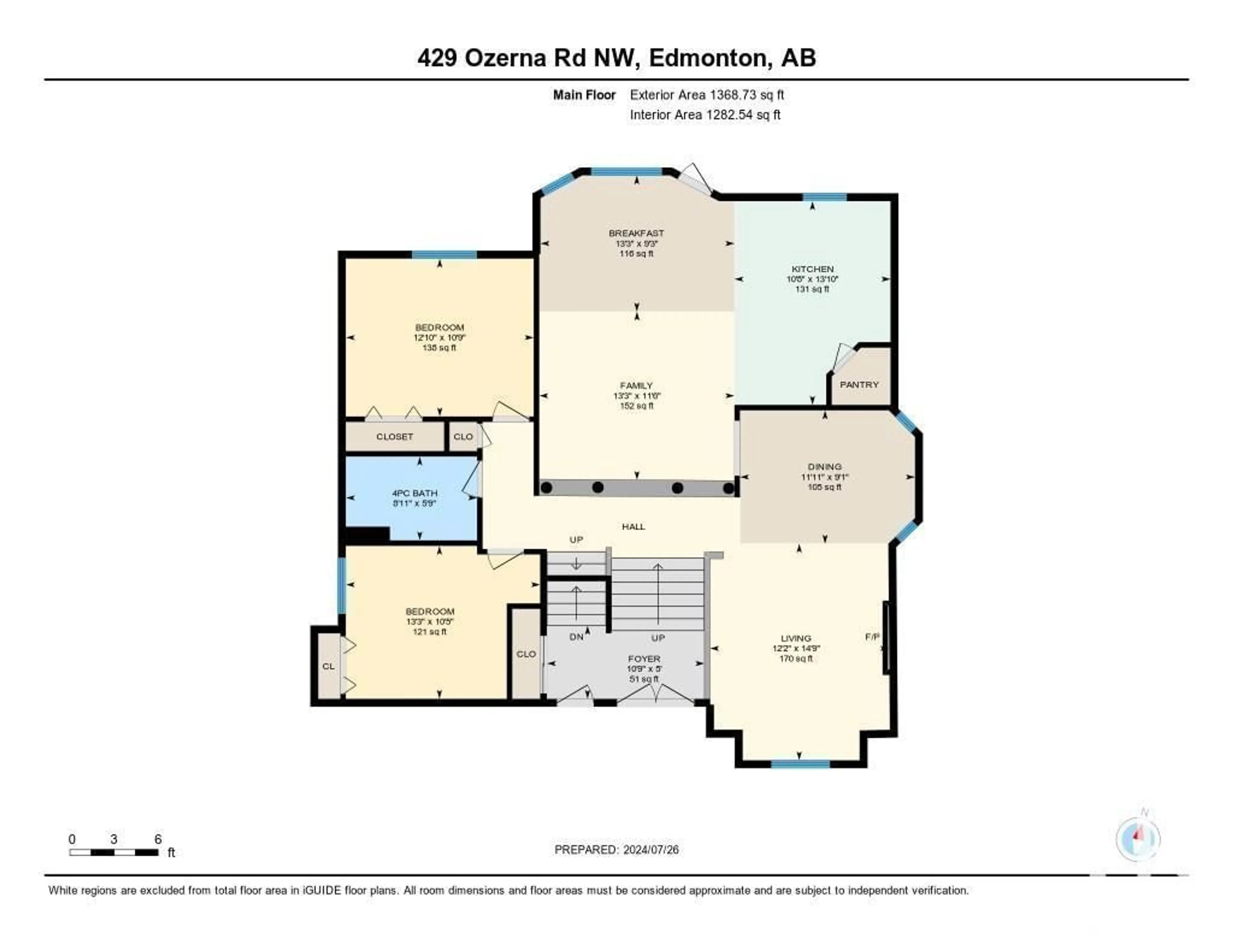 Floor plan for 429 OZERNA RD NW, Edmonton Alberta T5Z3Y1
