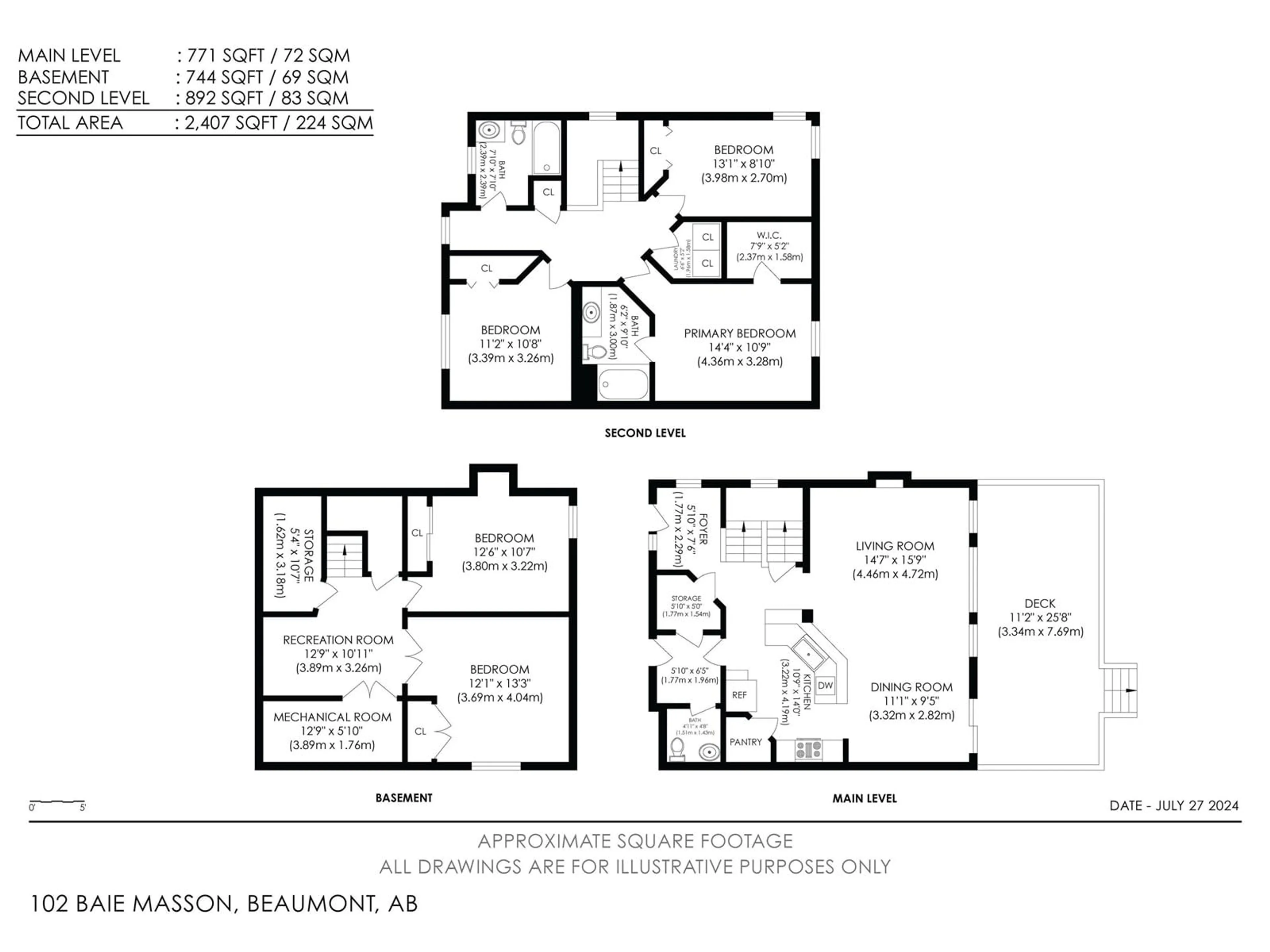 Floor plan for 102 Baie Masson, Beaumont Alberta T4X0A2