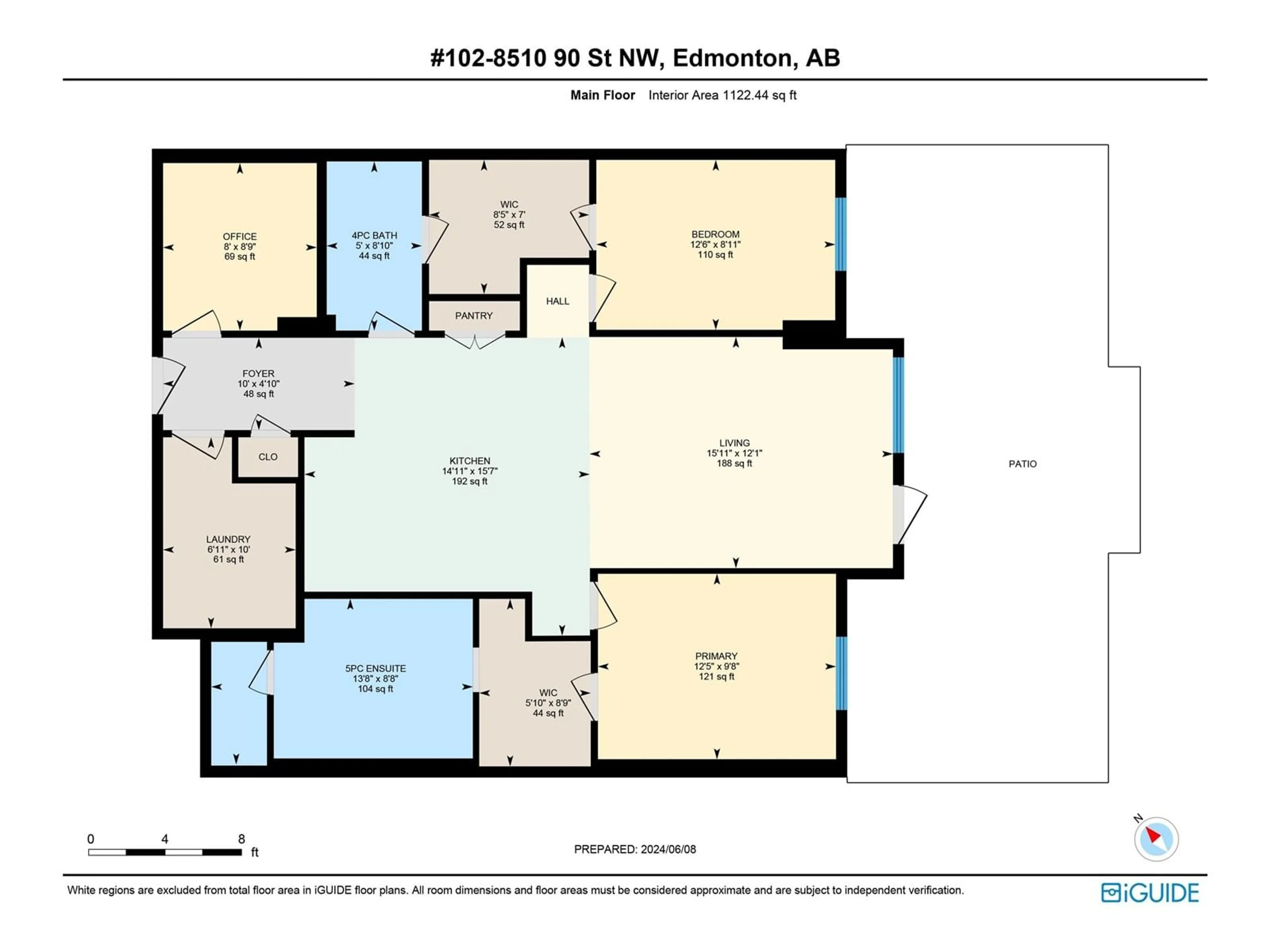 Floor plan for #102 8510 90 ST NW NW, Edmonton Alberta T6C3L5