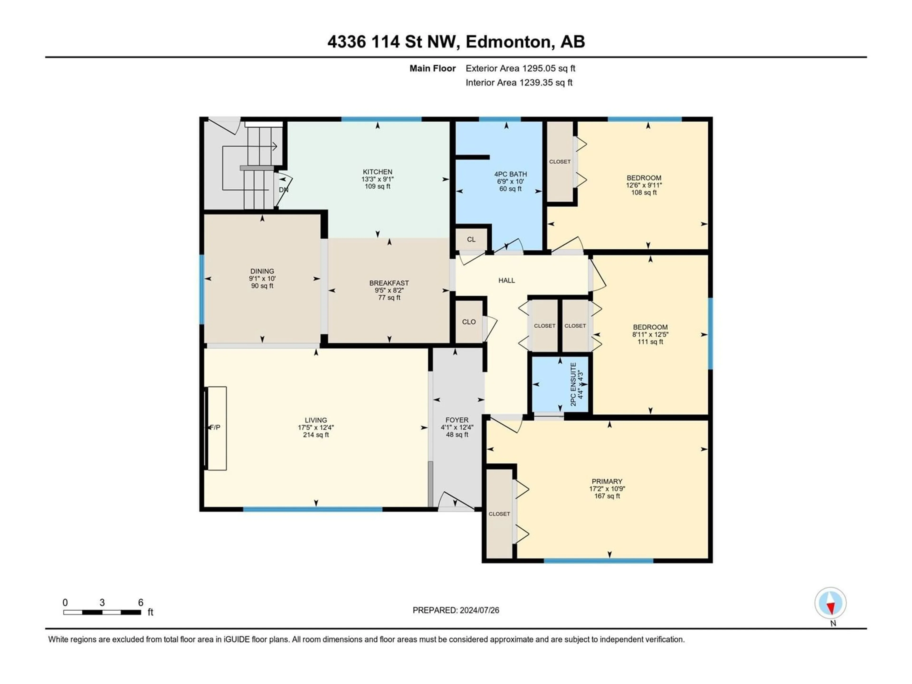 Floor plan for 4336 114 ST NW, Edmonton Alberta T6J1N1