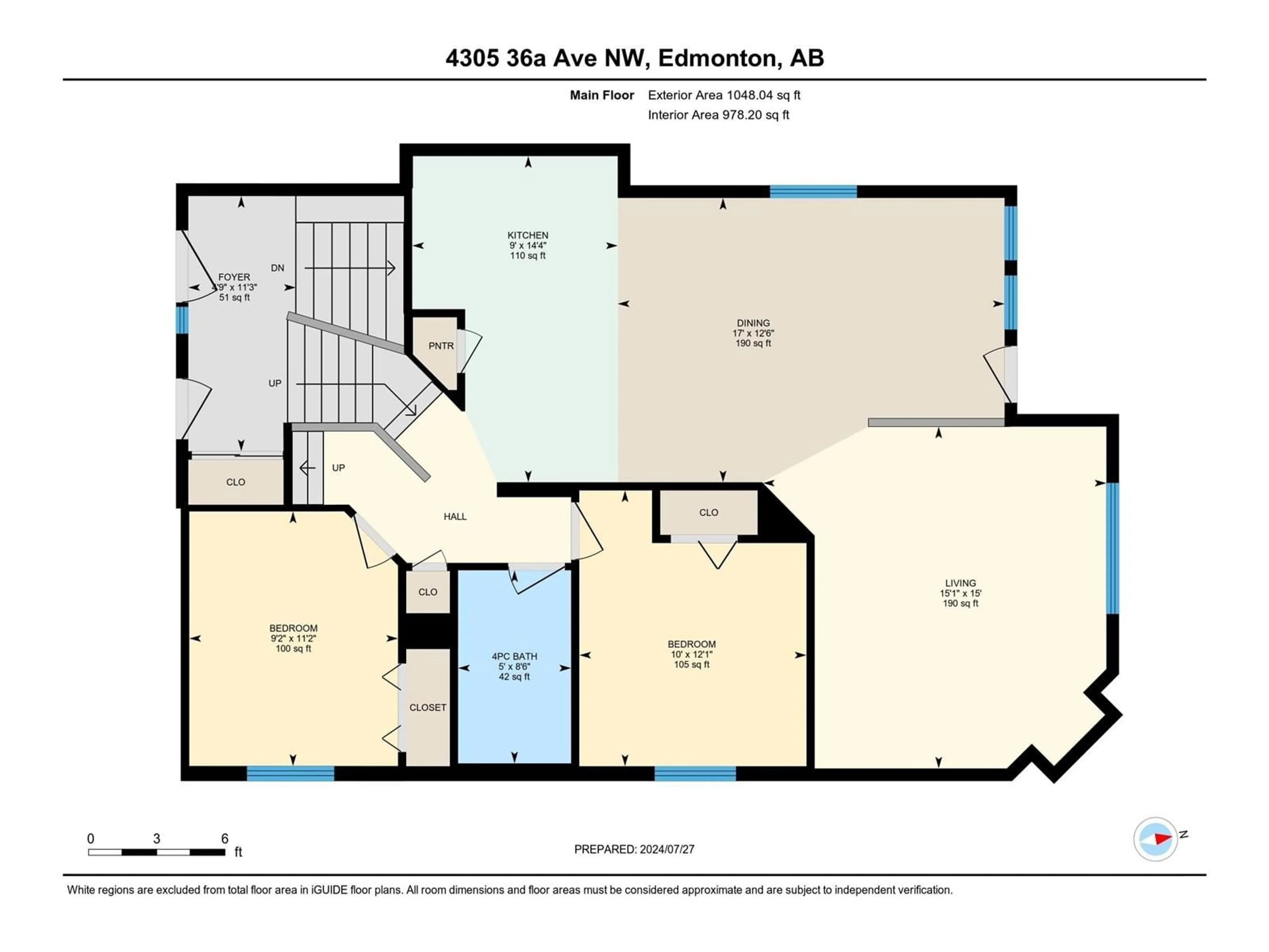 Floor plan for 4305 36A AV NW, Edmonton Alberta T6L7C5