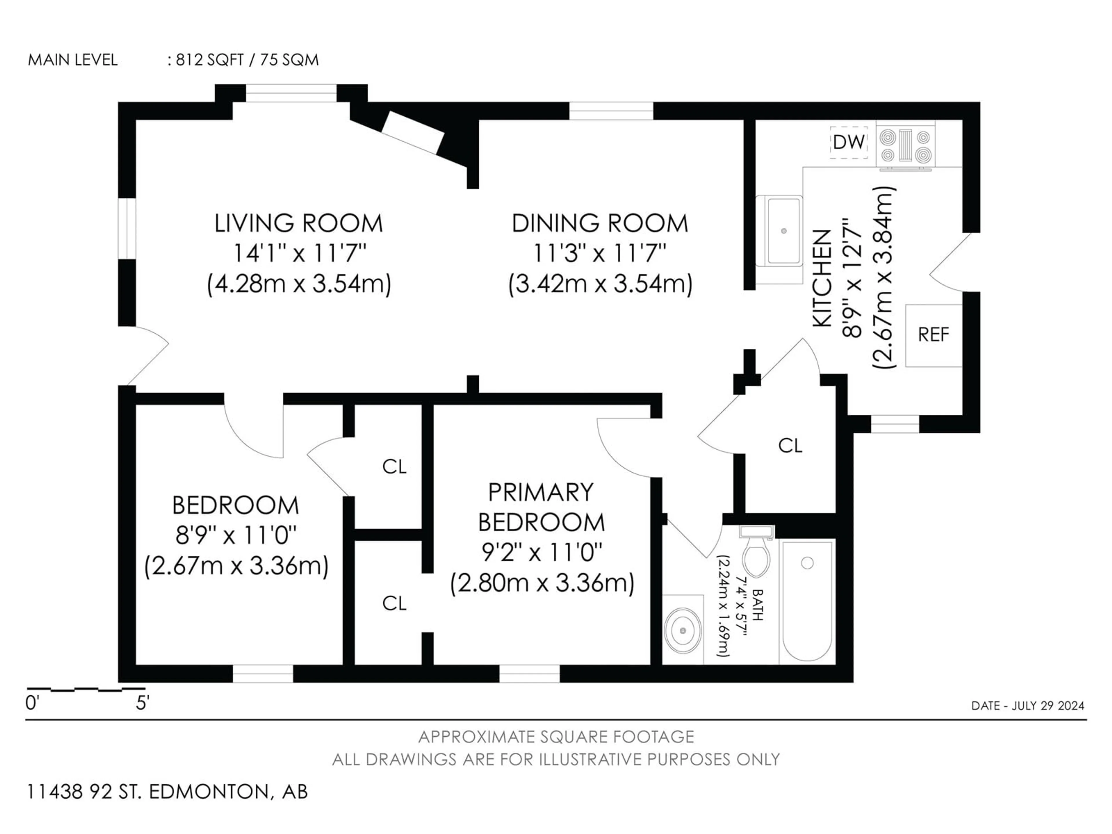 Floor plan for 11438 92 ST NW, Edmonton Alberta T5G0Z5