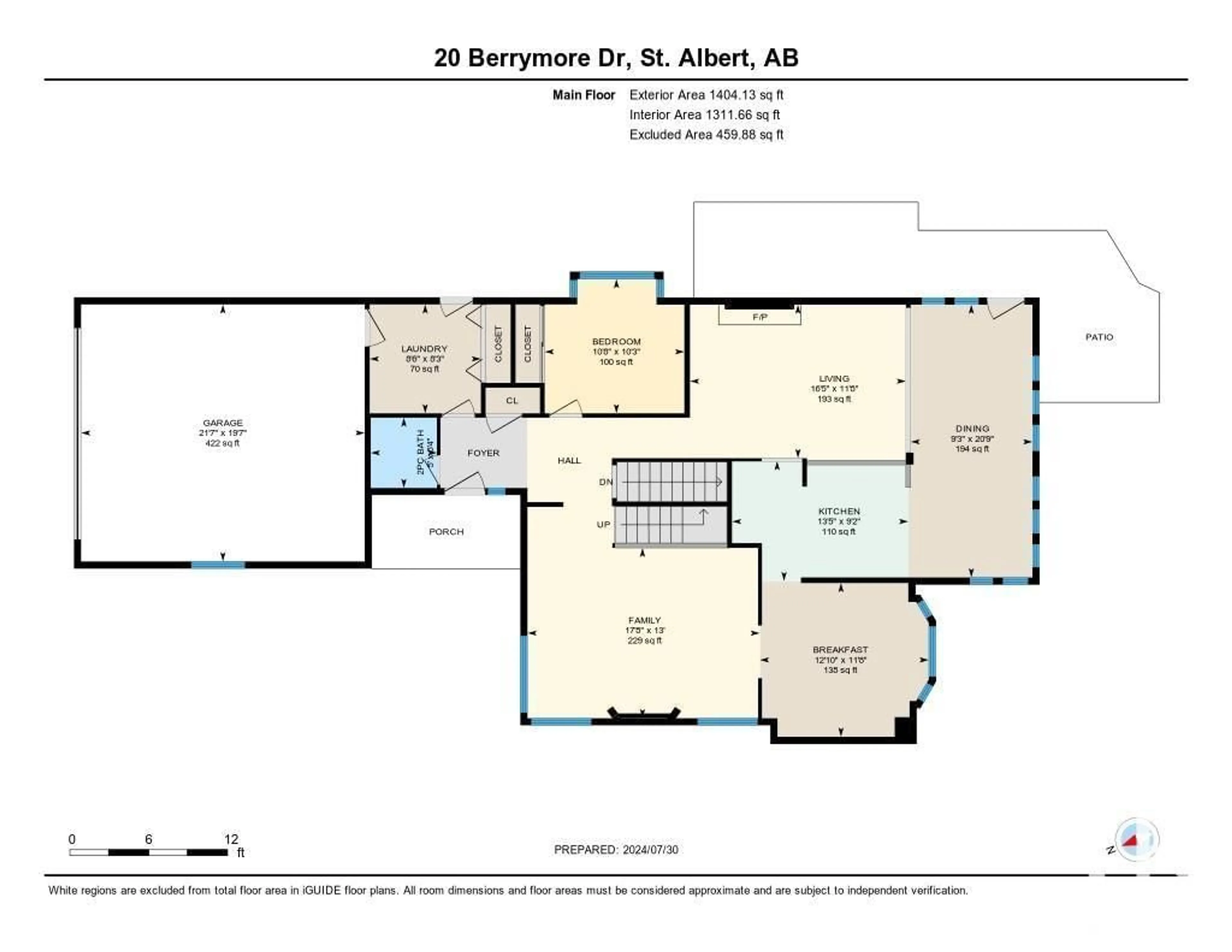 Floor plan for 20 BERRYMORE DR, St. Albert Alberta T8N2Y6