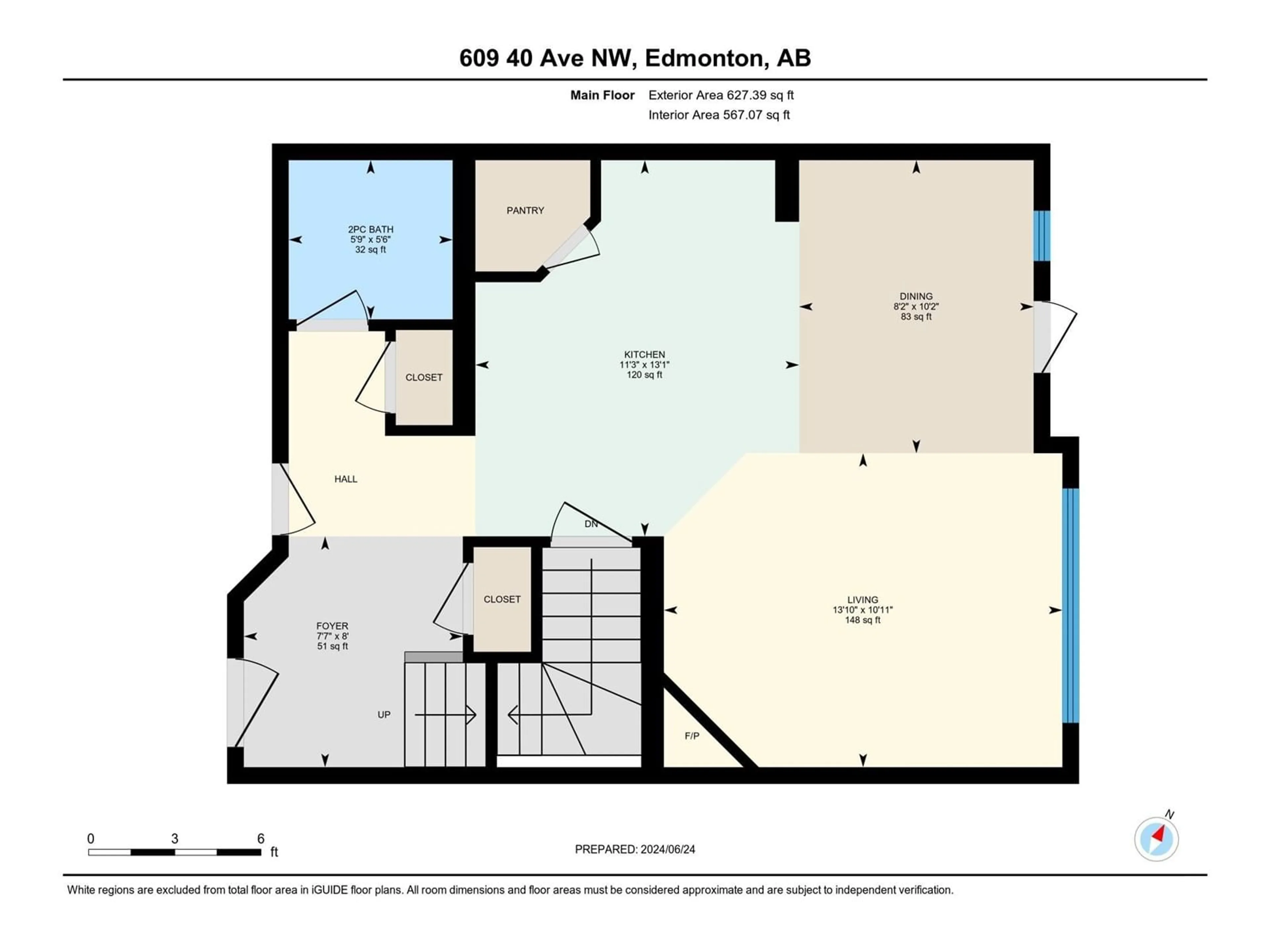 Floor plan for 609 40 AV NW, Edmonton Alberta T6T0T5