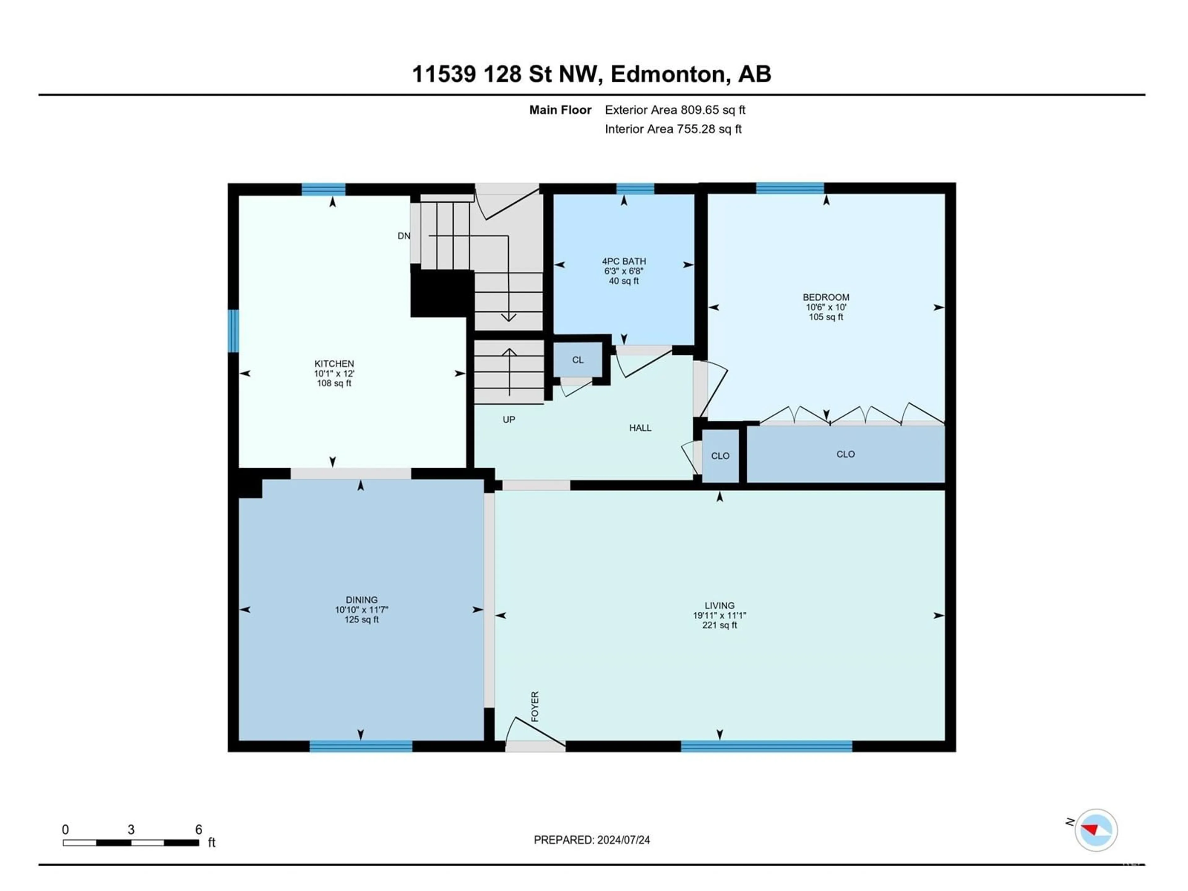 Floor plan for 11539 128 ST NW, Edmonton Alberta T5M0X2