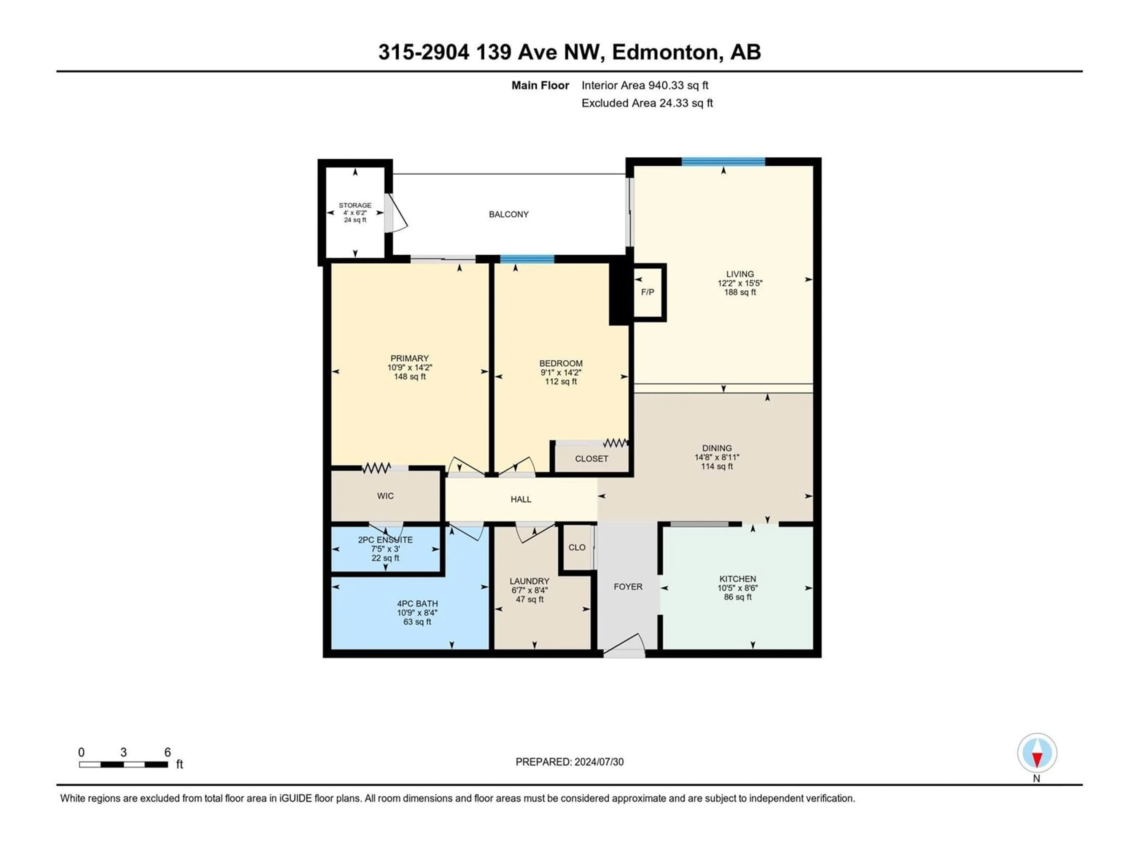 Floor plan for #315 2904 139 AV NW, Edmonton Alberta T5Y1P7