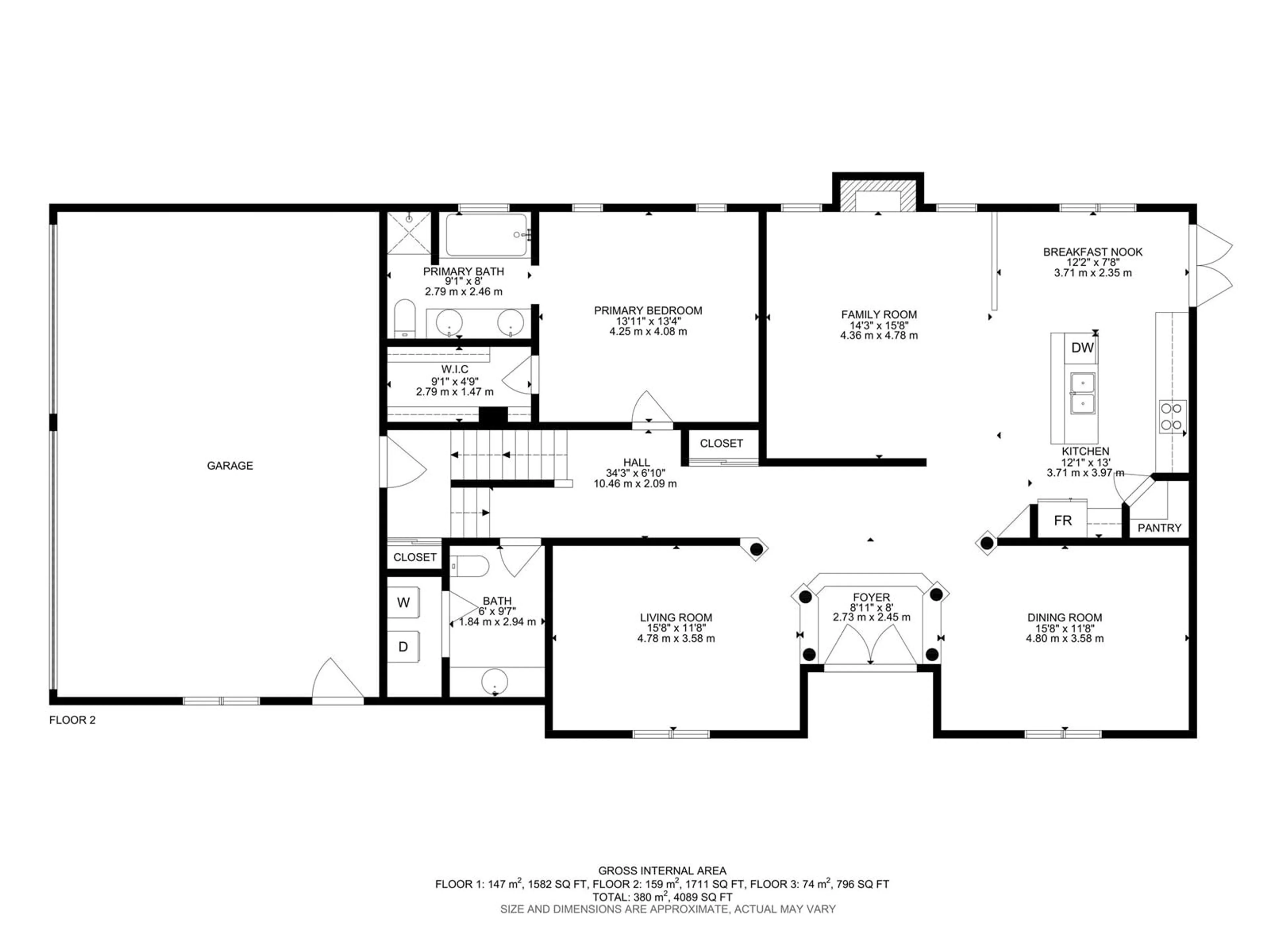 Floor plan for 7304 164 AV NW, Edmonton Alberta T5Z3Y3