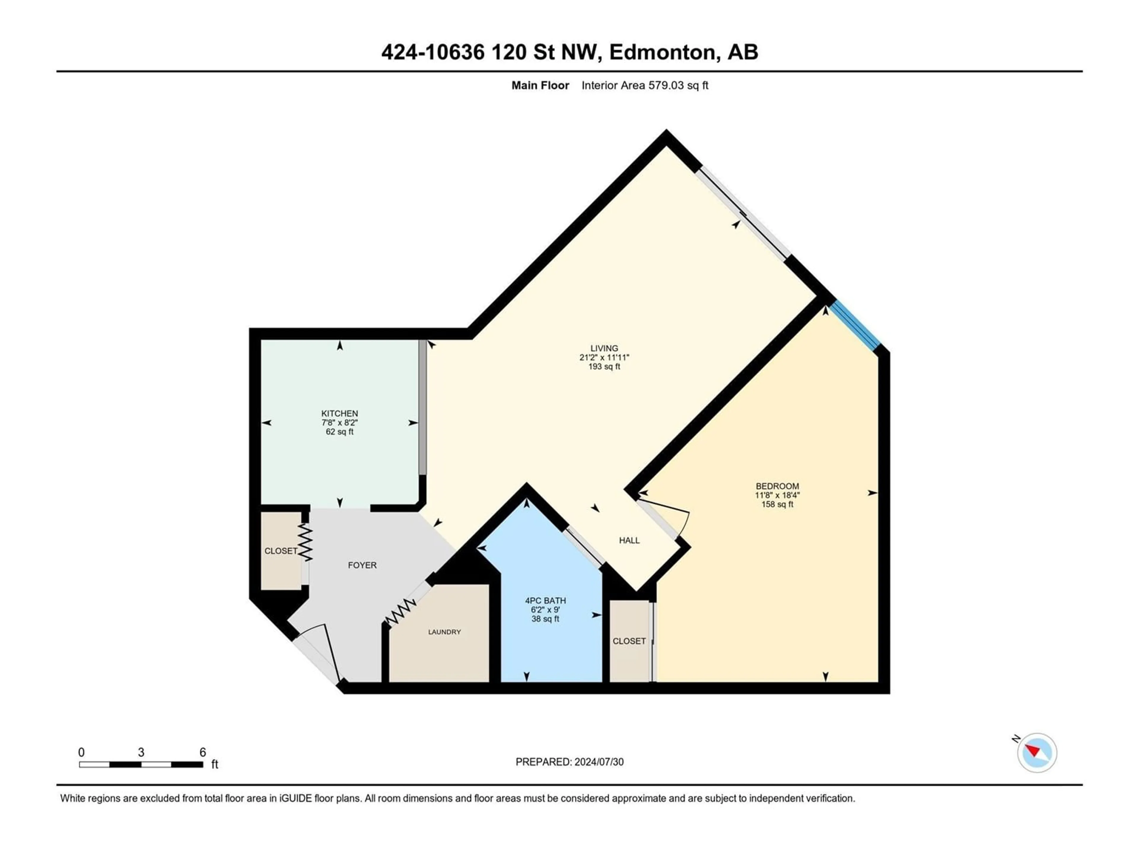 Floor plan for #424 10636 120 ST NW, Edmonton Alberta T5H4L5