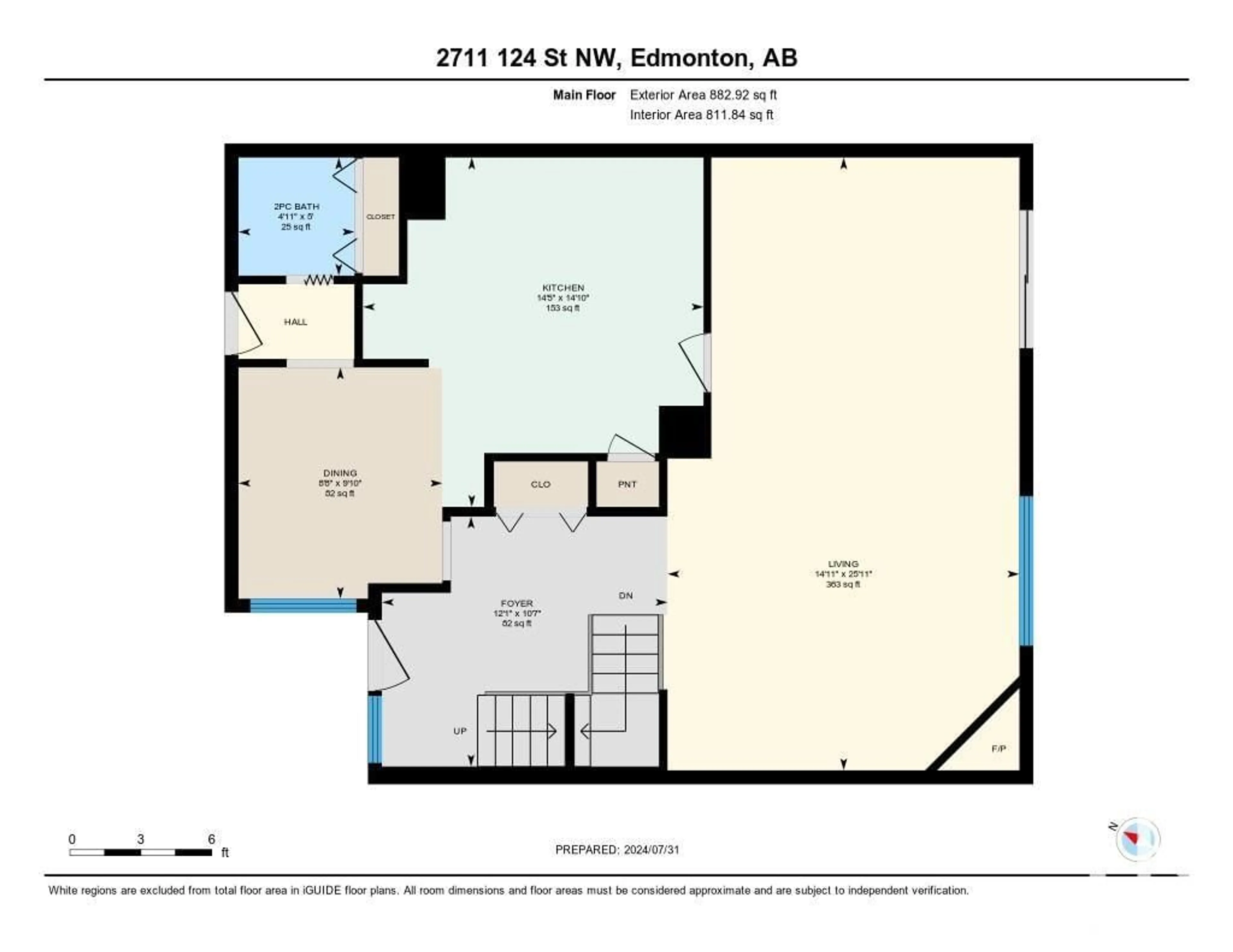 Floor plan for 2711 124 ST NW, Edmonton Alberta T6J4T2