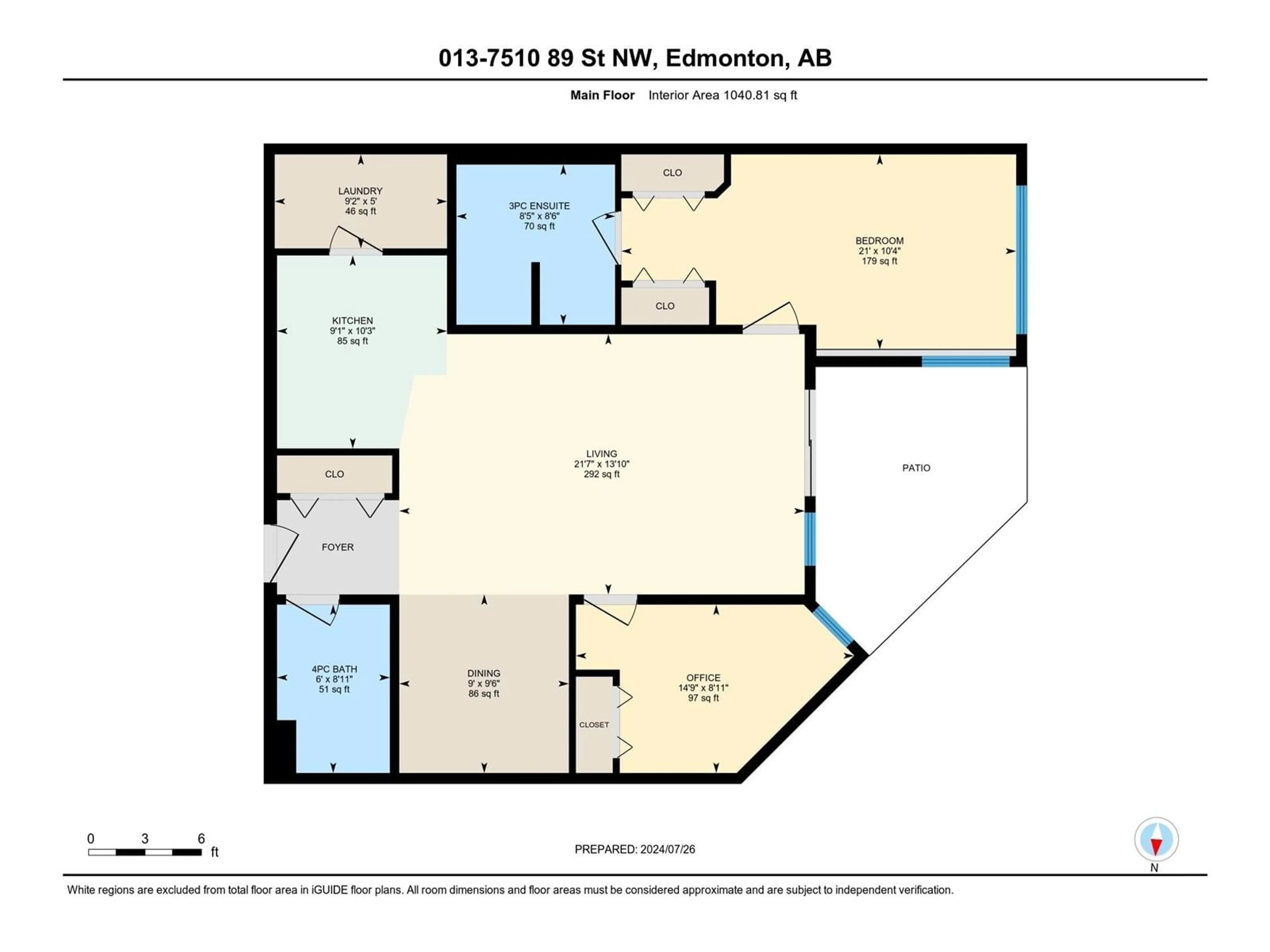 Floor plan for #13 7510 89 ST NW, Edmonton Alberta T5C0K5