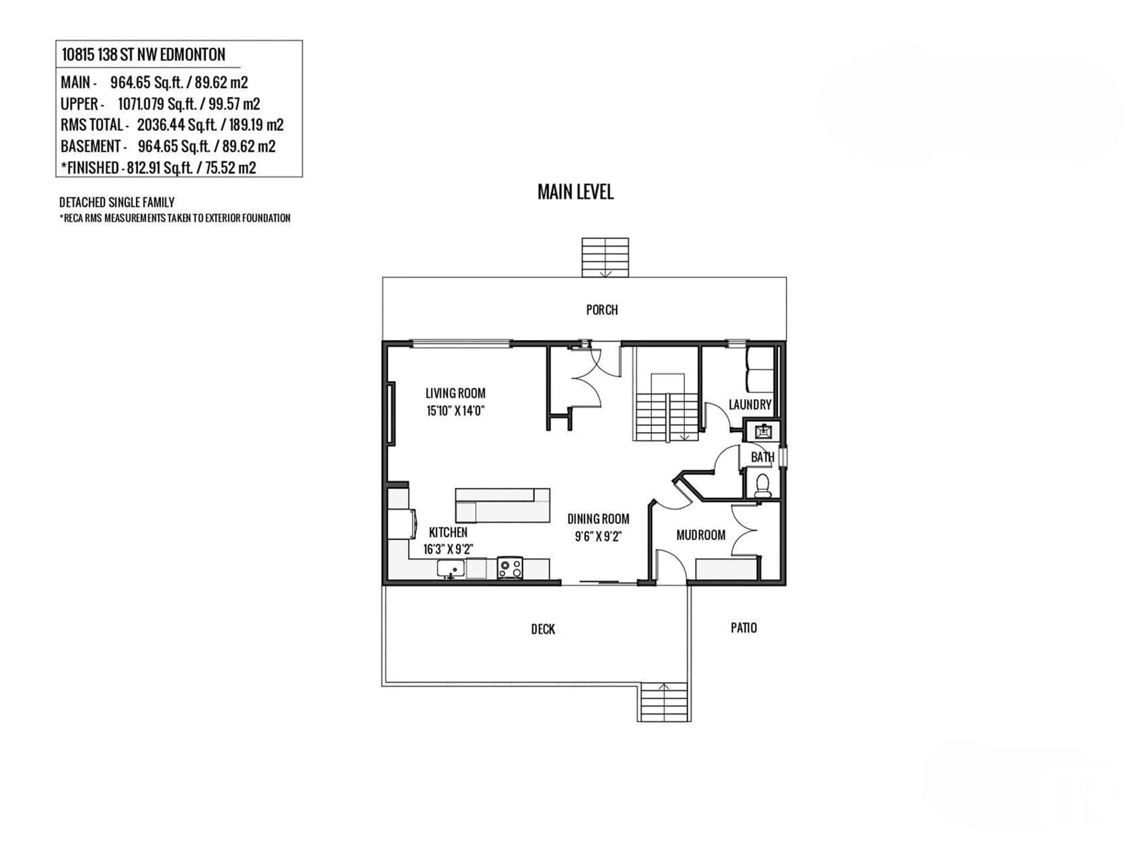 Floor plan for 10815 138 ST NW, Edmonton Alberta T5M1P1