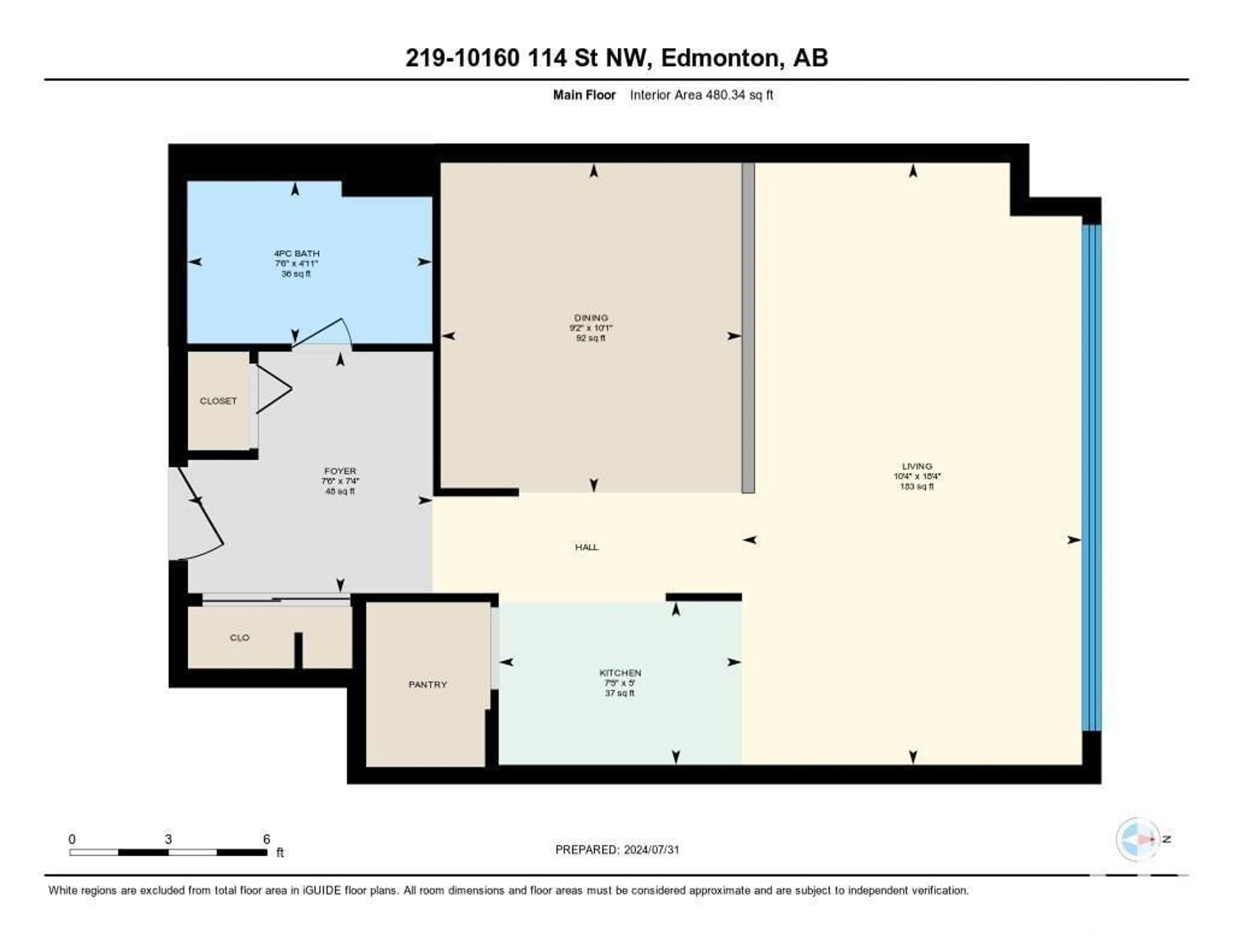 Floor plan for #219 10160 114 ST NW, Edmonton Alberta T5K2L2