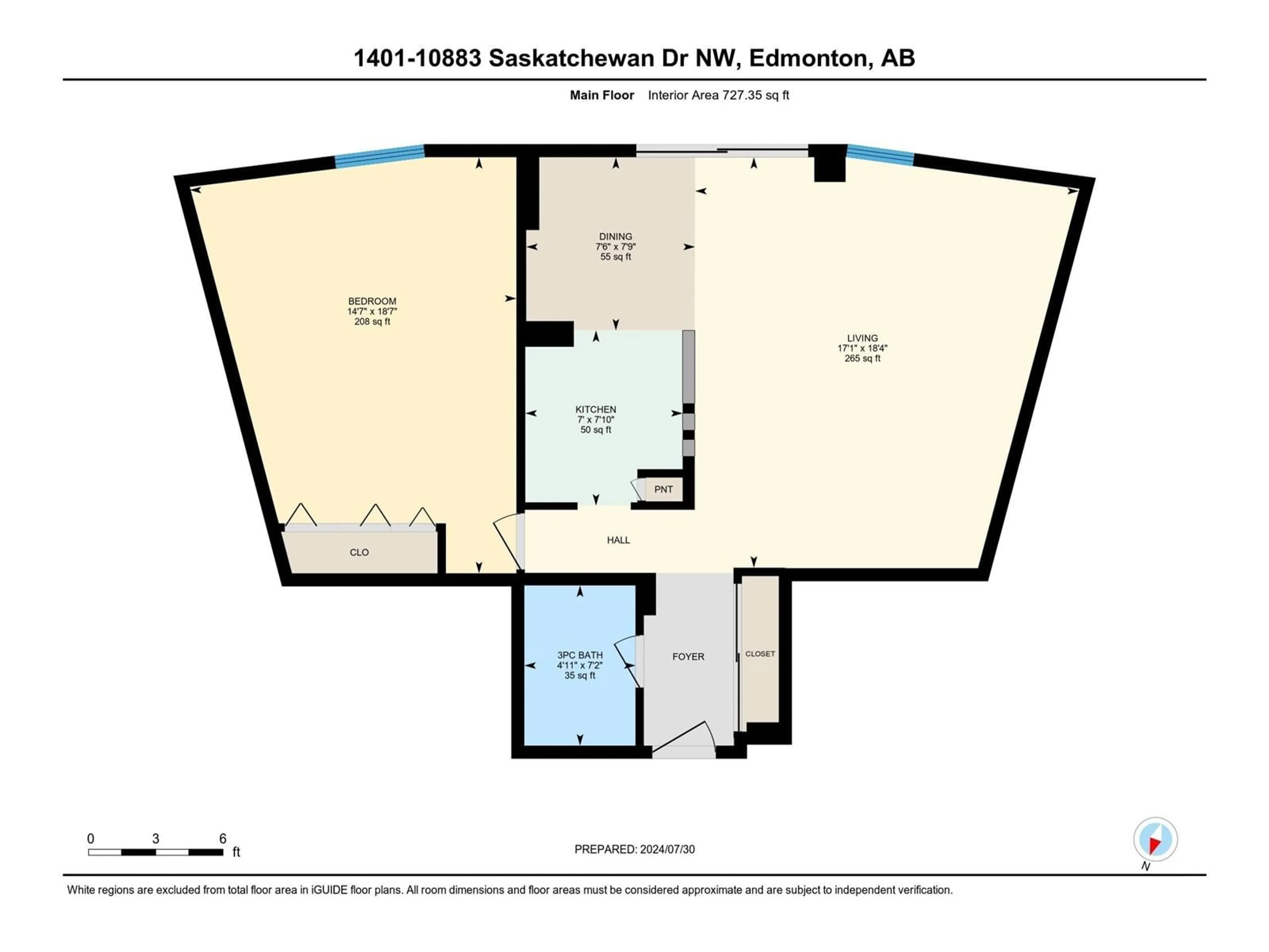 Floor plan for #1401 10883 Saskatchewan DR NW, Edmonton Alberta T6E4S6