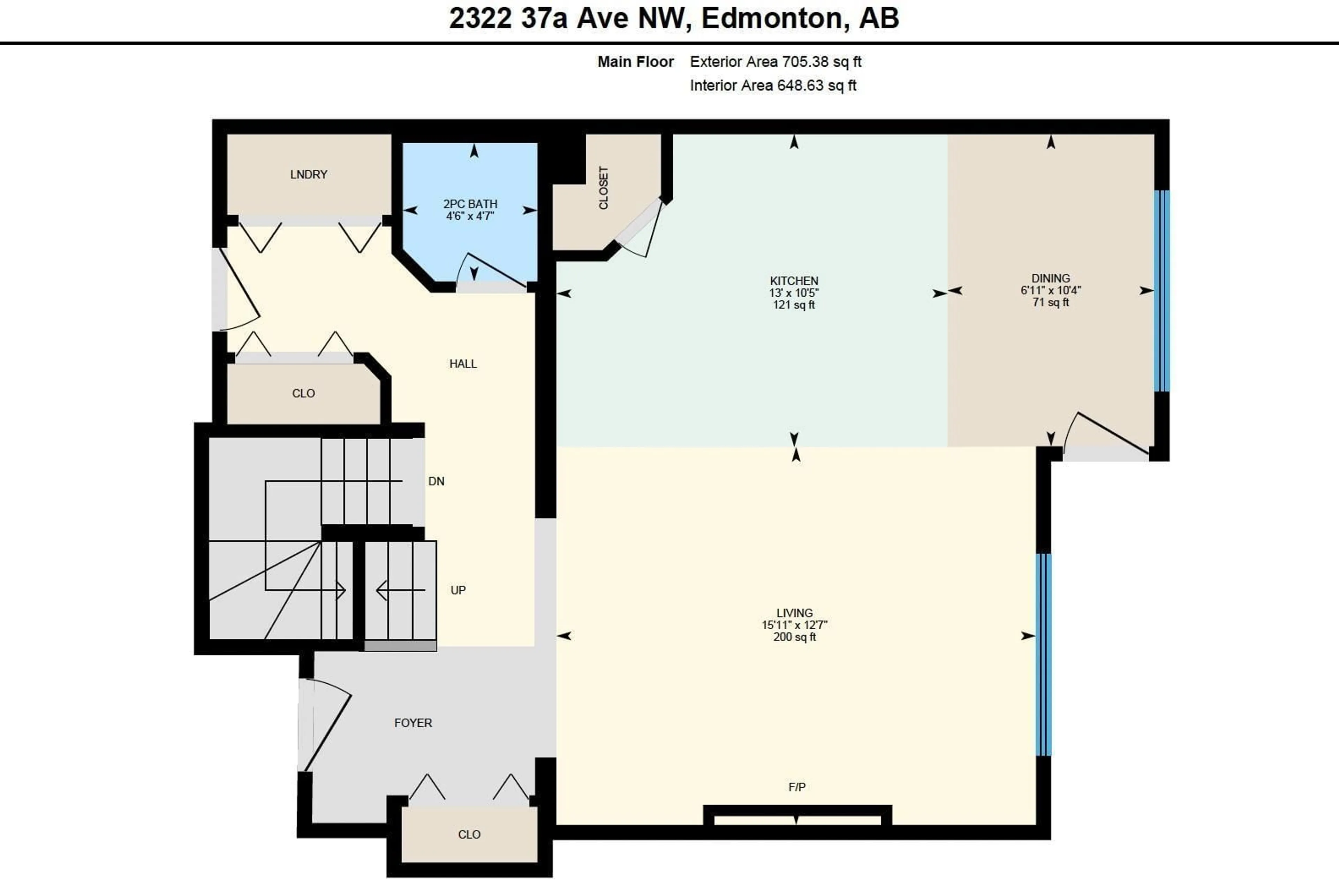 Floor plan for 2322 37A AV NW, Edmonton Alberta T6T1P4