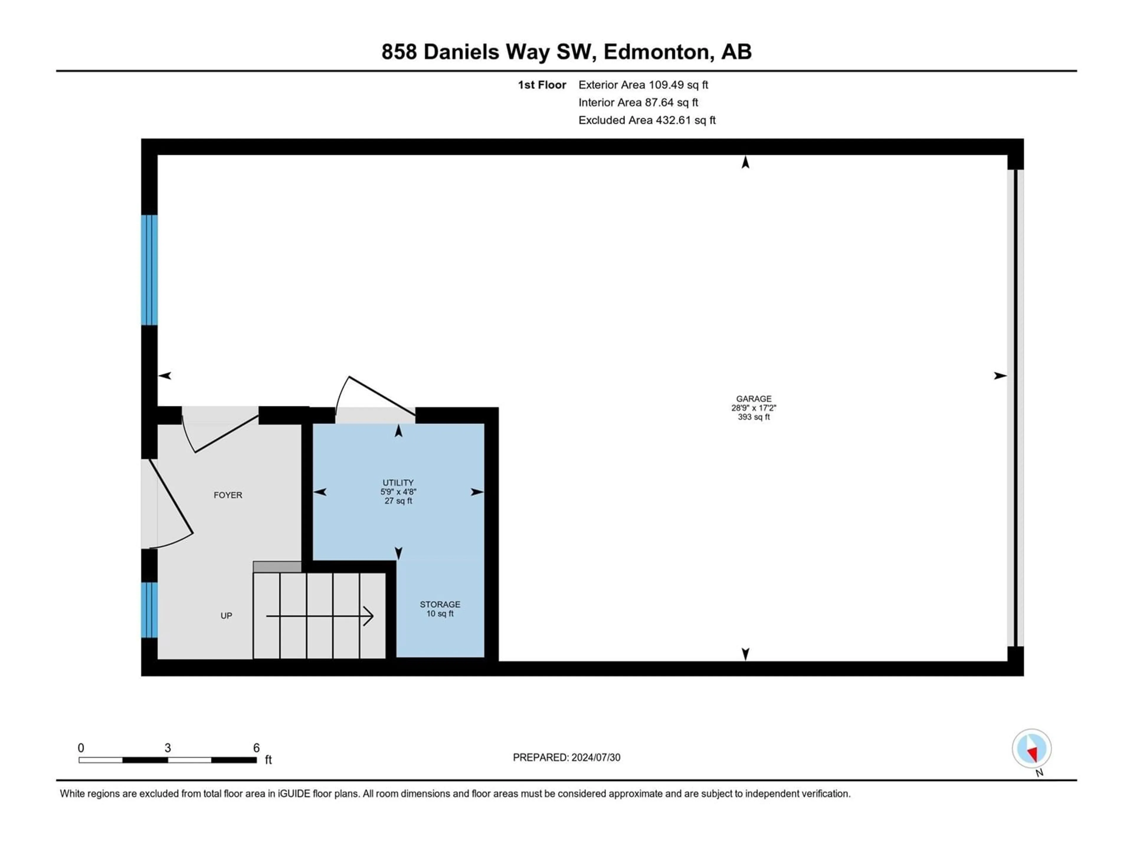 Floor plan for 858 DANIELS WY SW, Edmonton Alberta T6W4C8