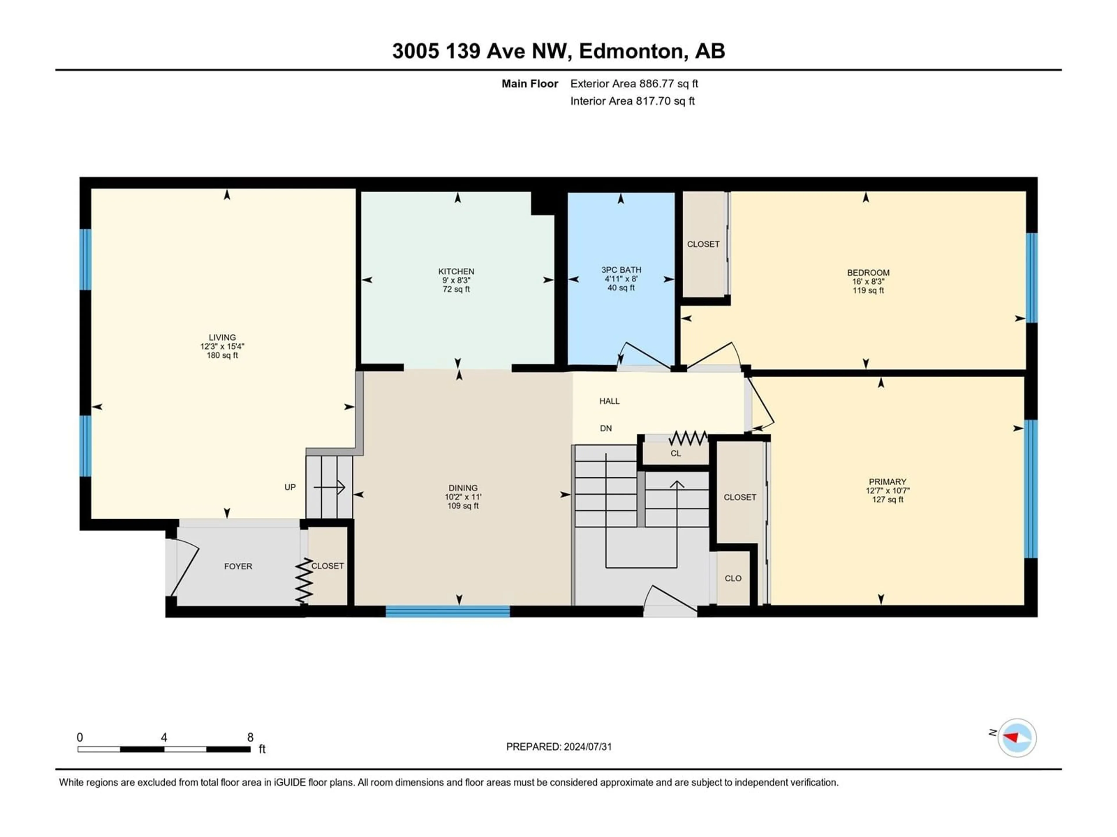 Floor plan for 3005 139 AV NW, Edmonton Alberta T5Y1M1