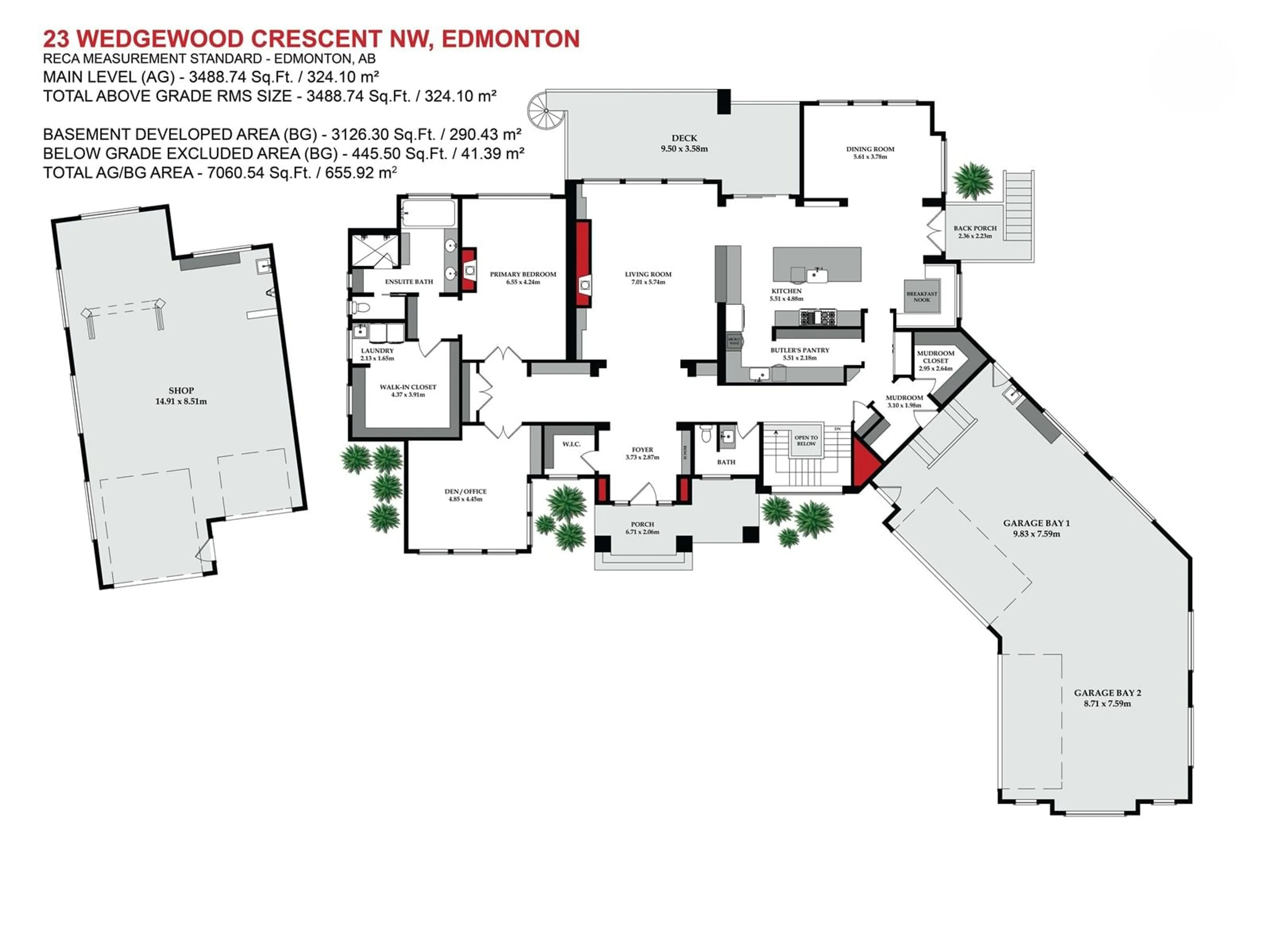 Floor plan for 23 Wedgewood CR NW, Edmonton Alberta T6M2N4