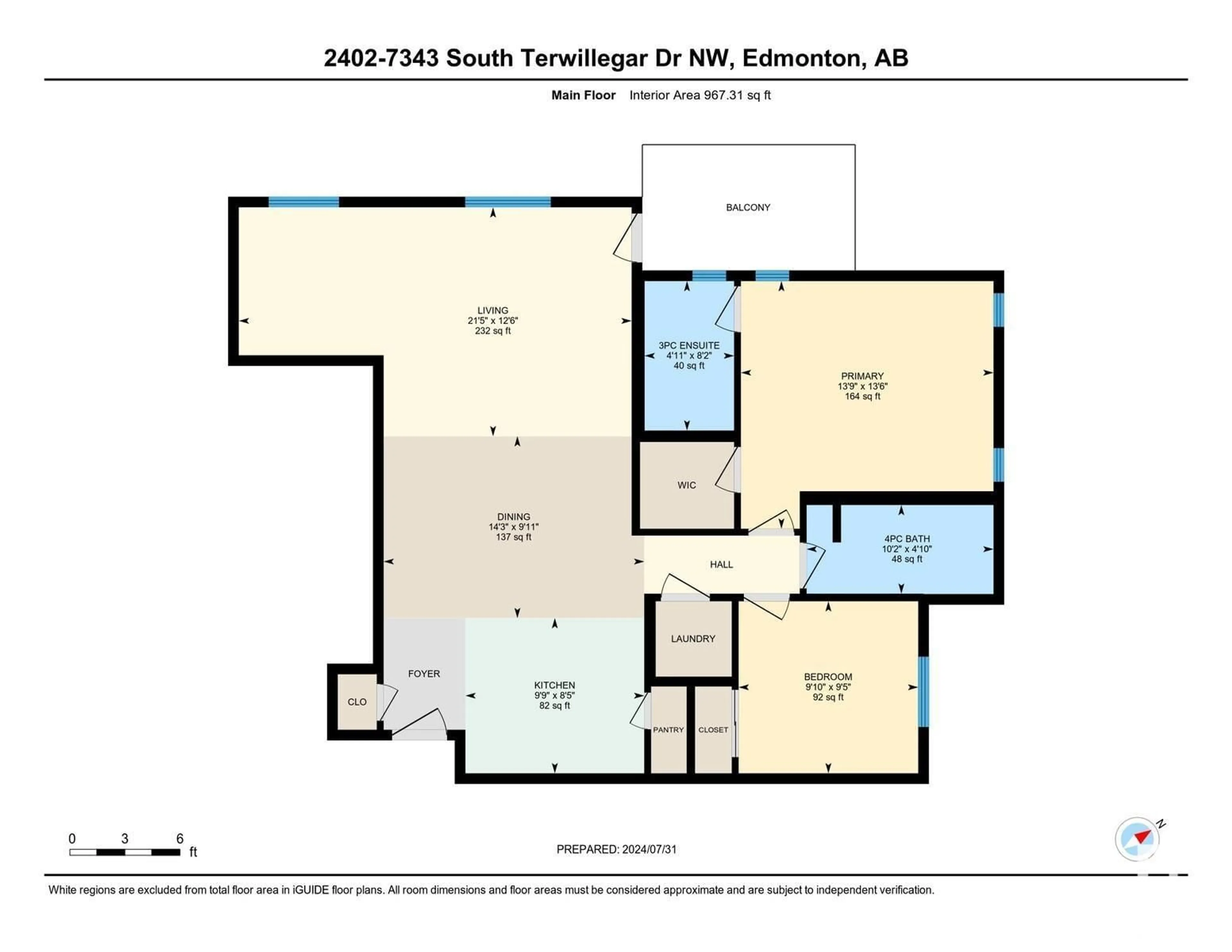 Floor plan for #2402 7343 South Terwillegar DR NW NW, Edmonton Alberta T6R0M2