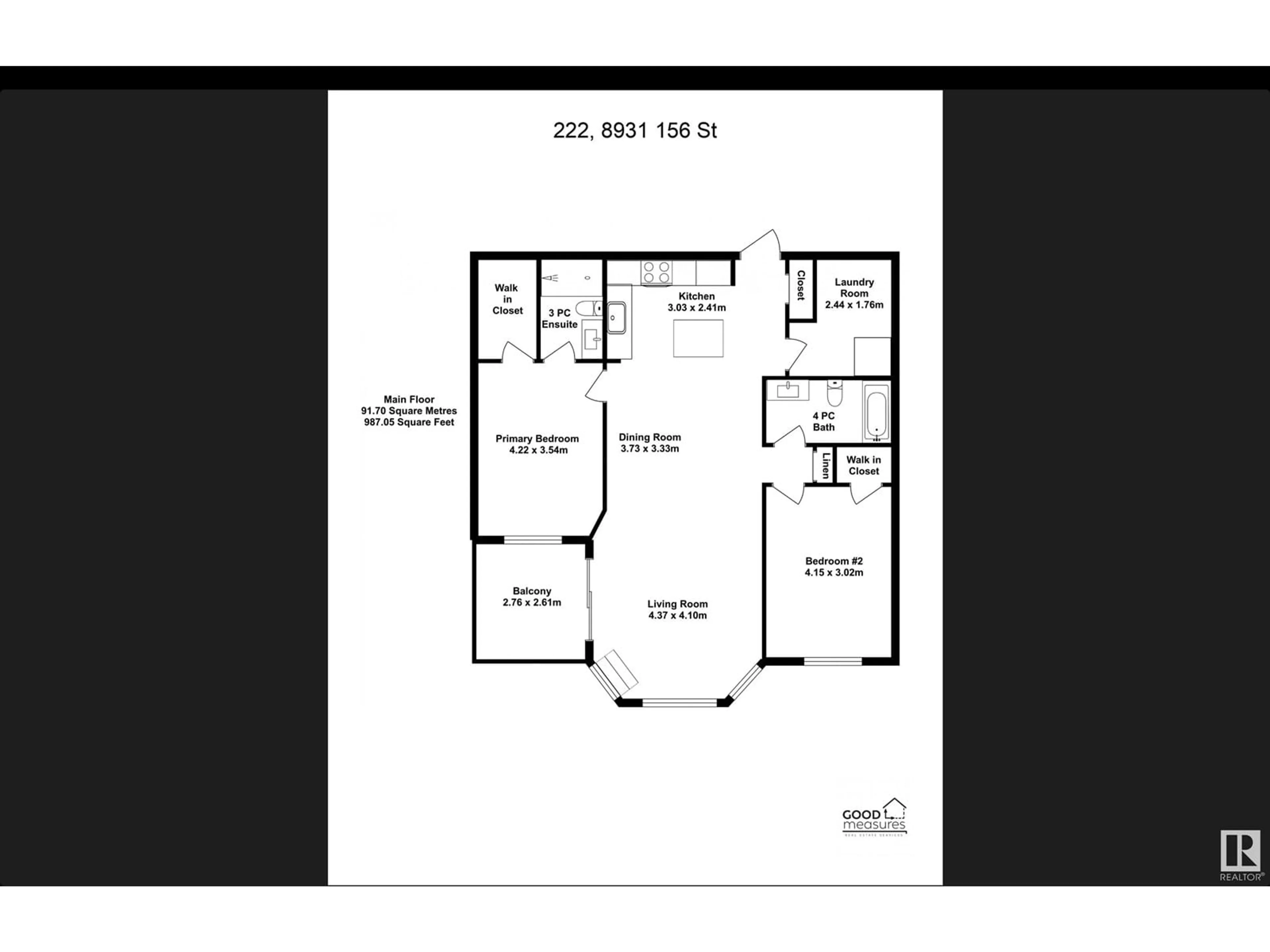 Floor plan for #222 8931 156 ST NW, Edmonton Alberta T5R1Y6