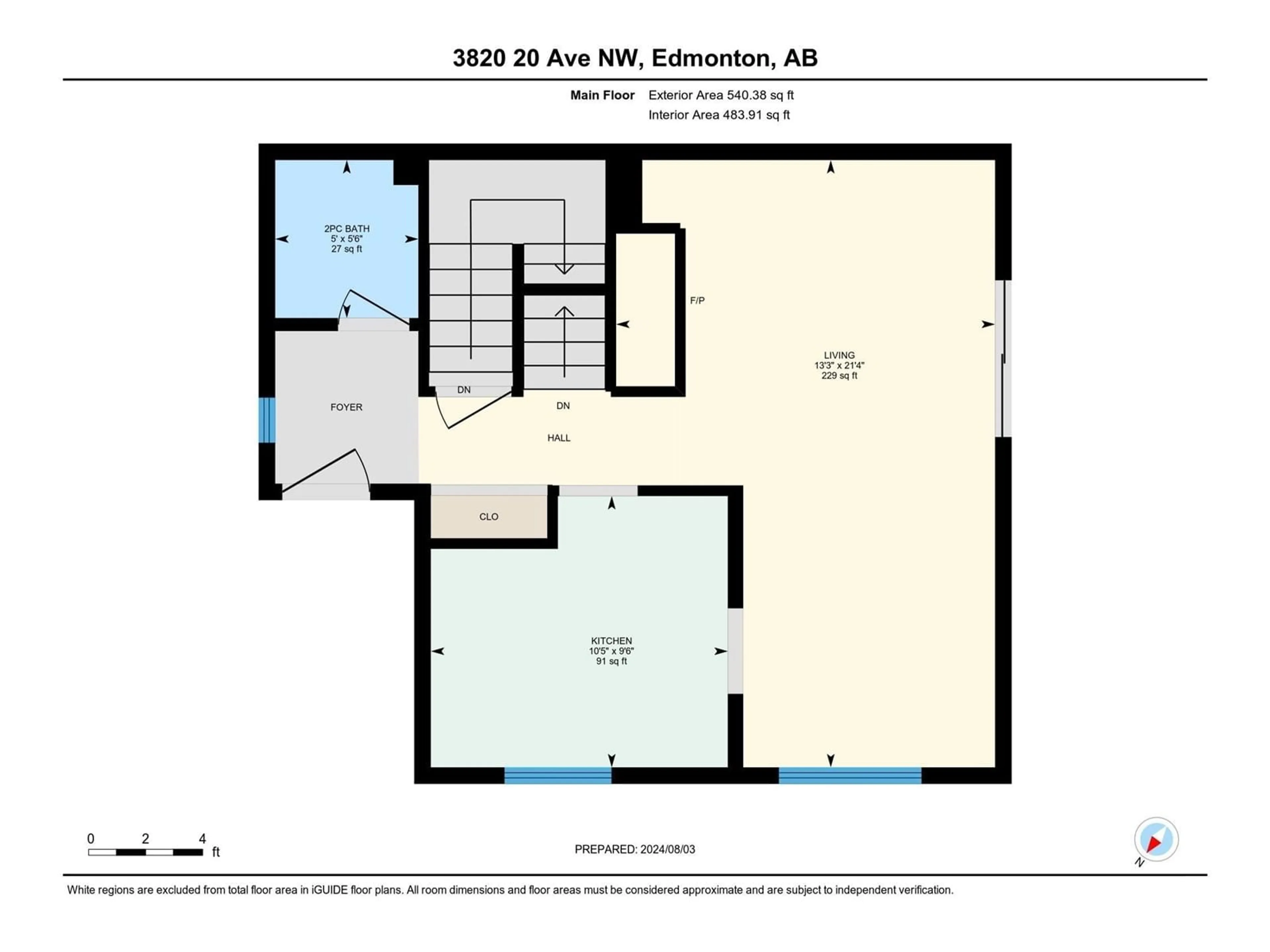 Floor plan for #34 3812 20 AV NW, Edmonton Alberta T6L4B2