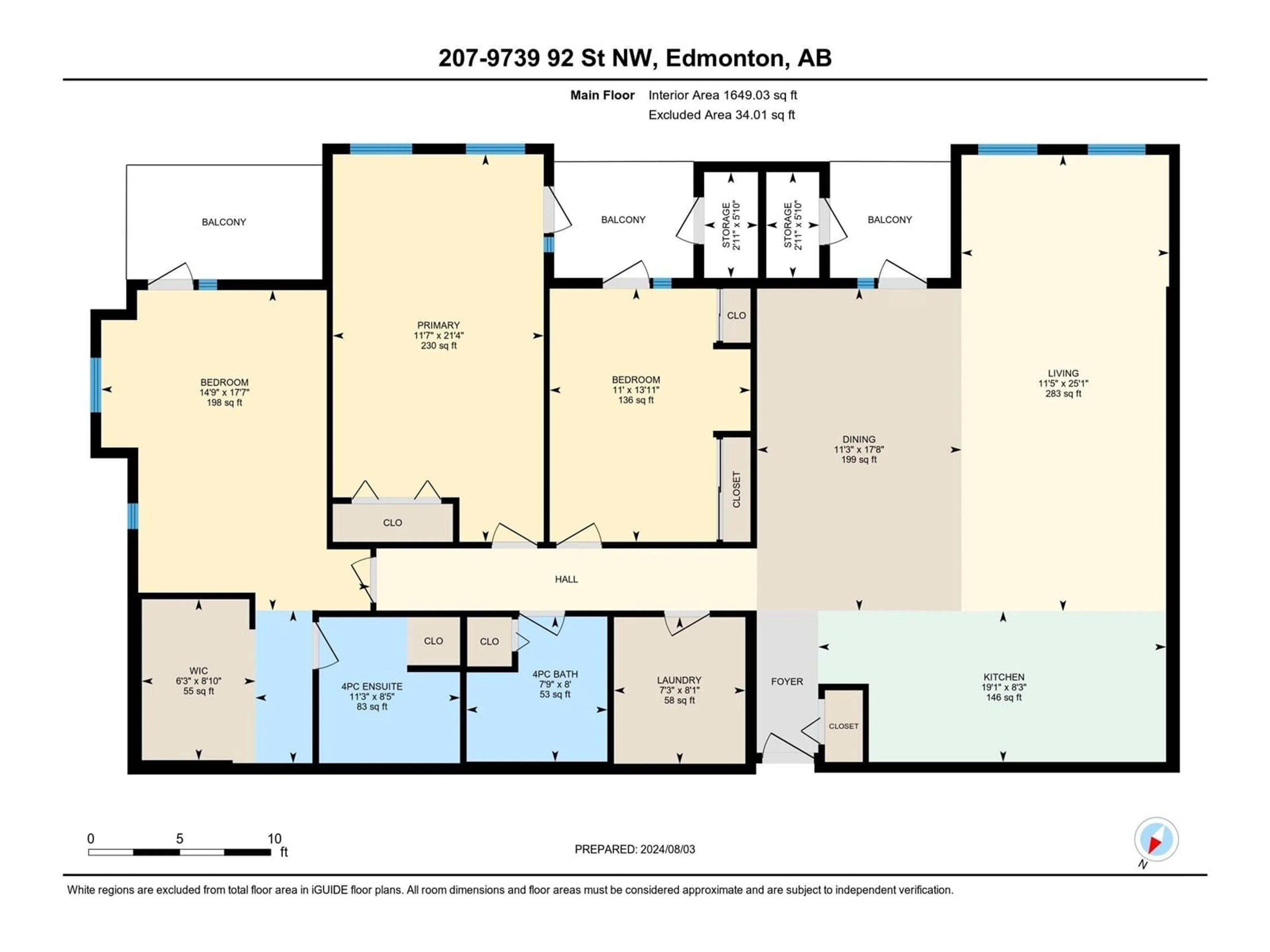 Floor plan for #207 9739 92 ST NW, Edmonton Alberta T6C3S3