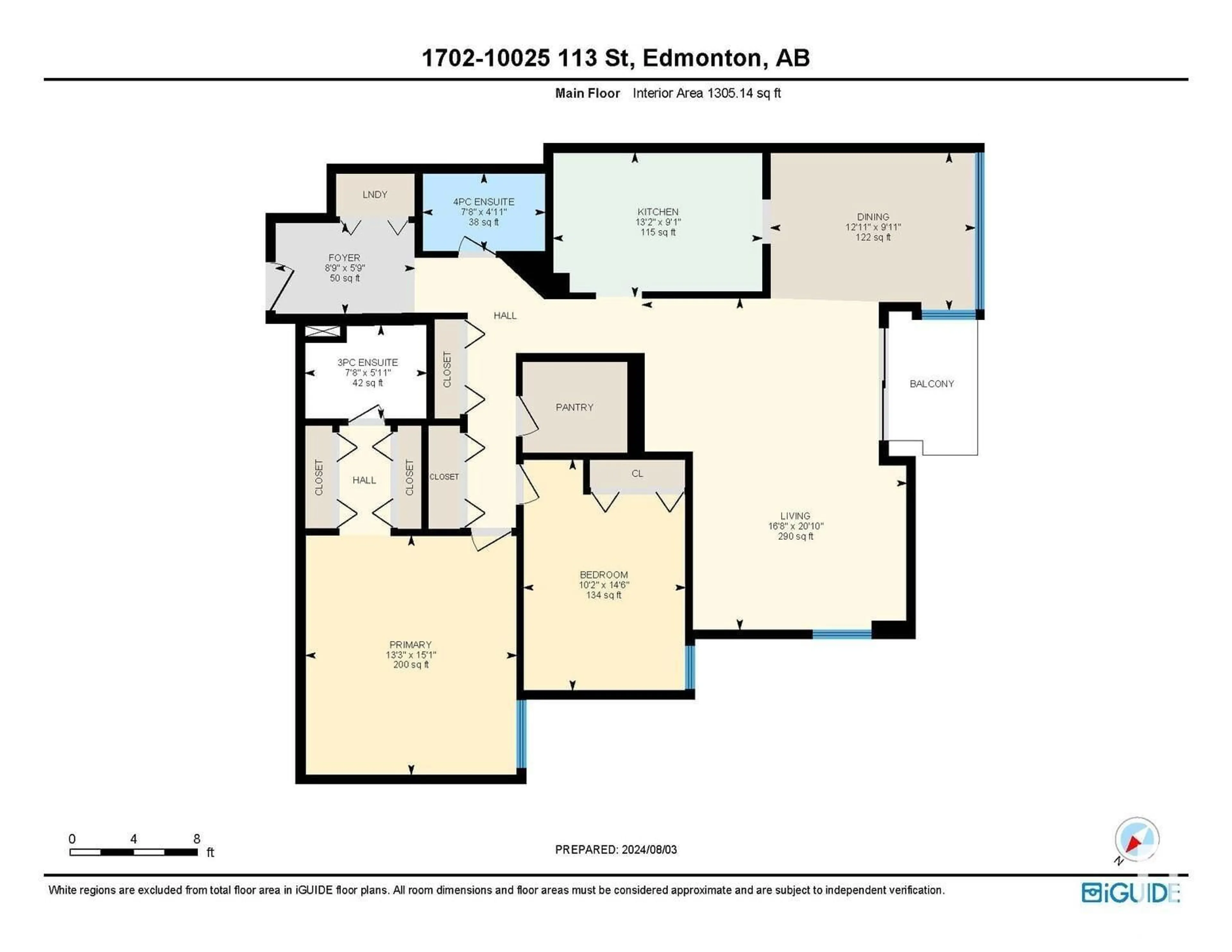 Floor plan for #1702 10025 113 ST NW NW, Edmonton Alberta T5K2K8