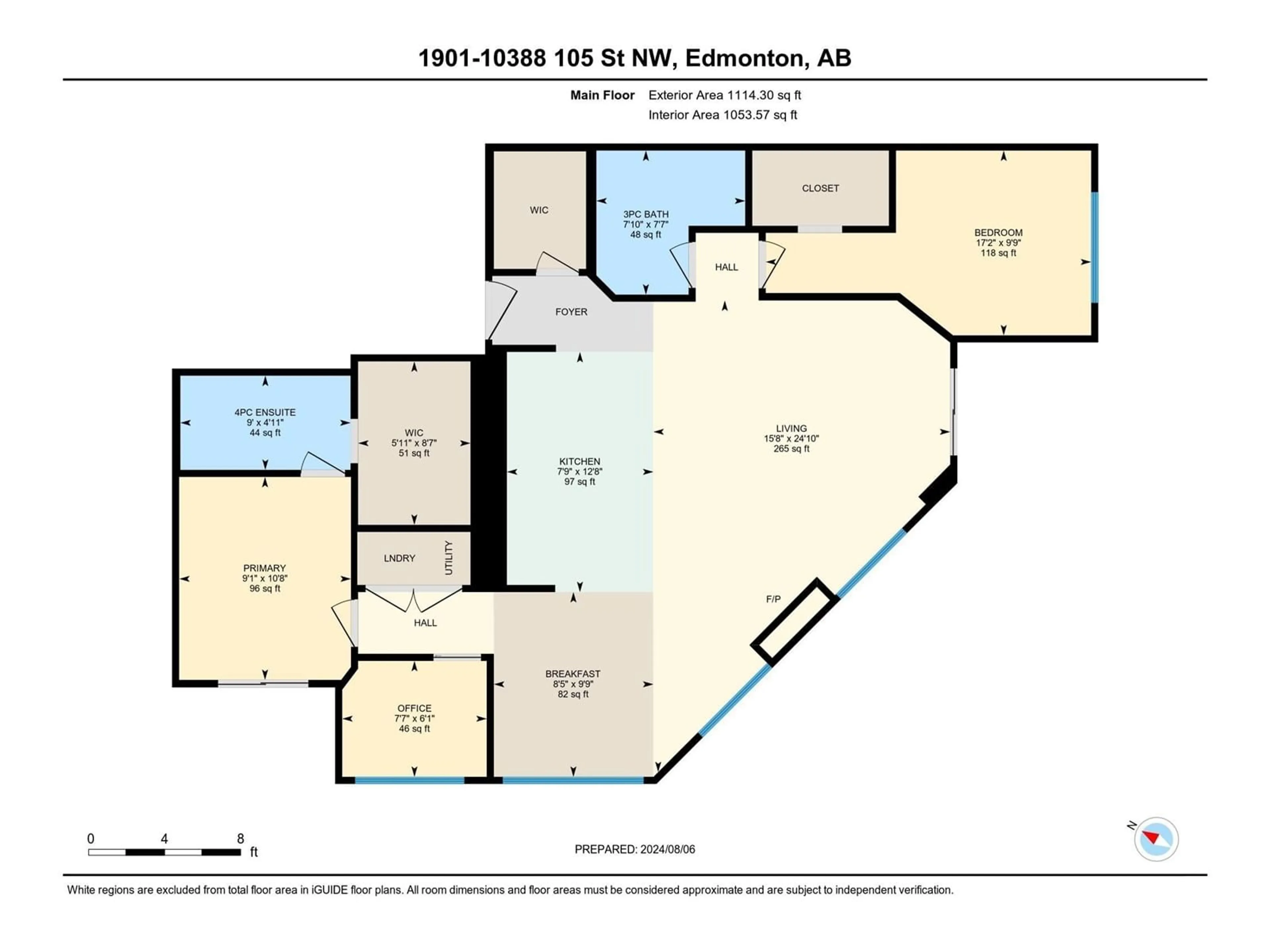 Floor plan for #1901 10388 105 ST NW, Edmonton Alberta T5J1E6