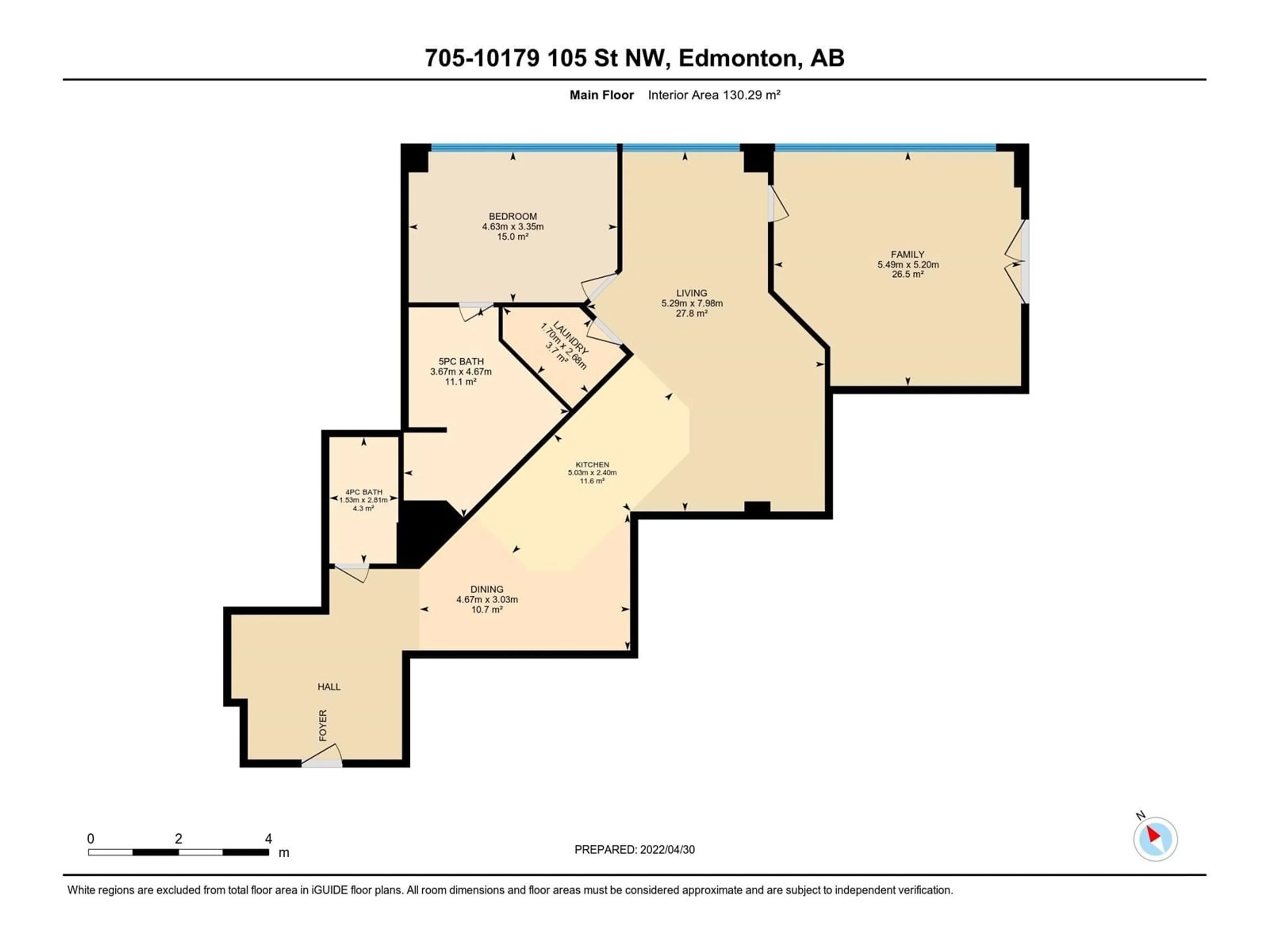 Floor plan for #705 10179 105 ST NW, Edmonton Alberta T5J3N1