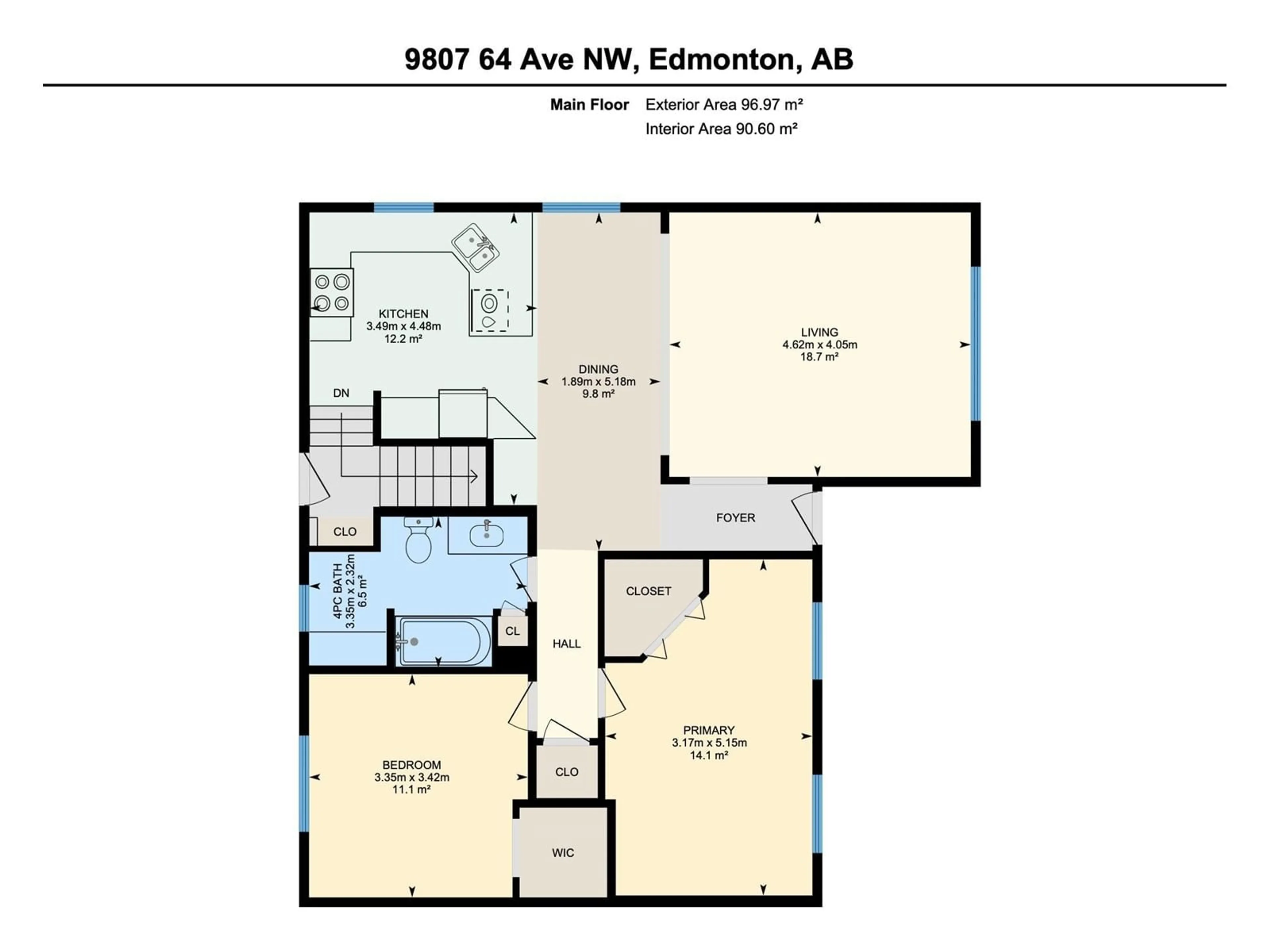 Floor plan for 9807 64 AV NW, Edmonton Alberta T6E0J4