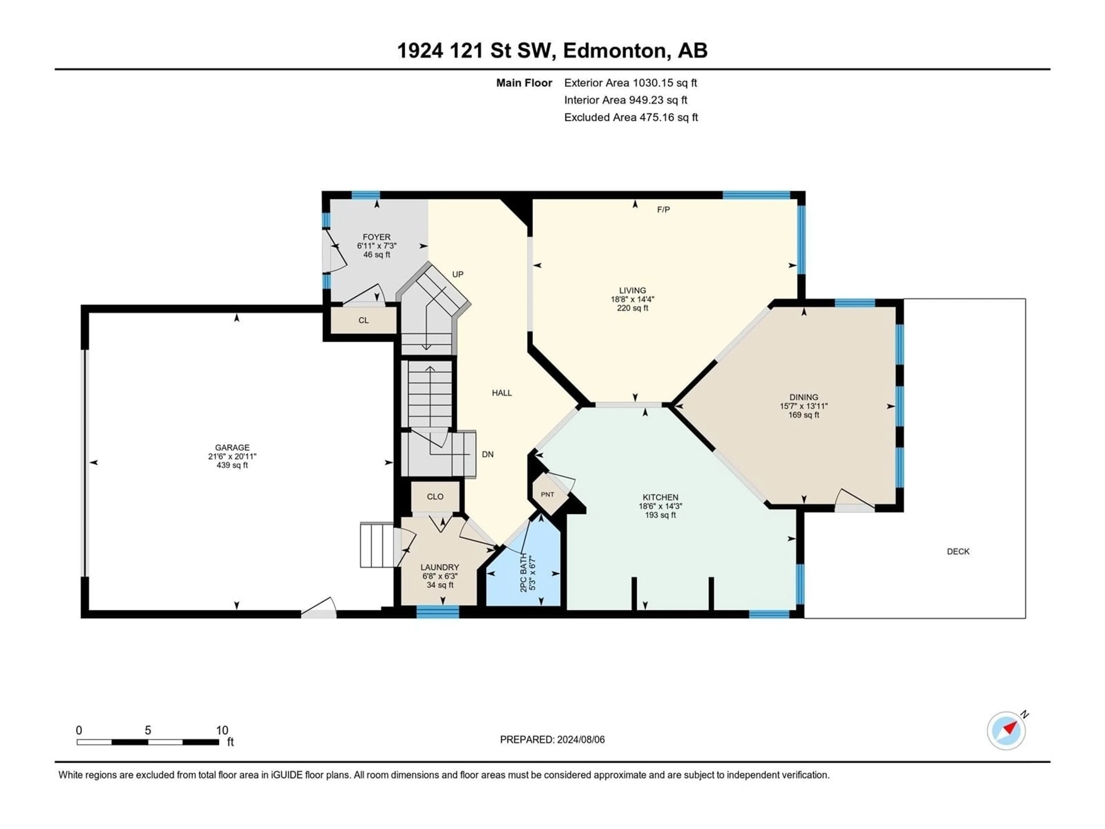 Floor plan for 1924 121 ST SW SW, Edmonton Alberta T6W0A6