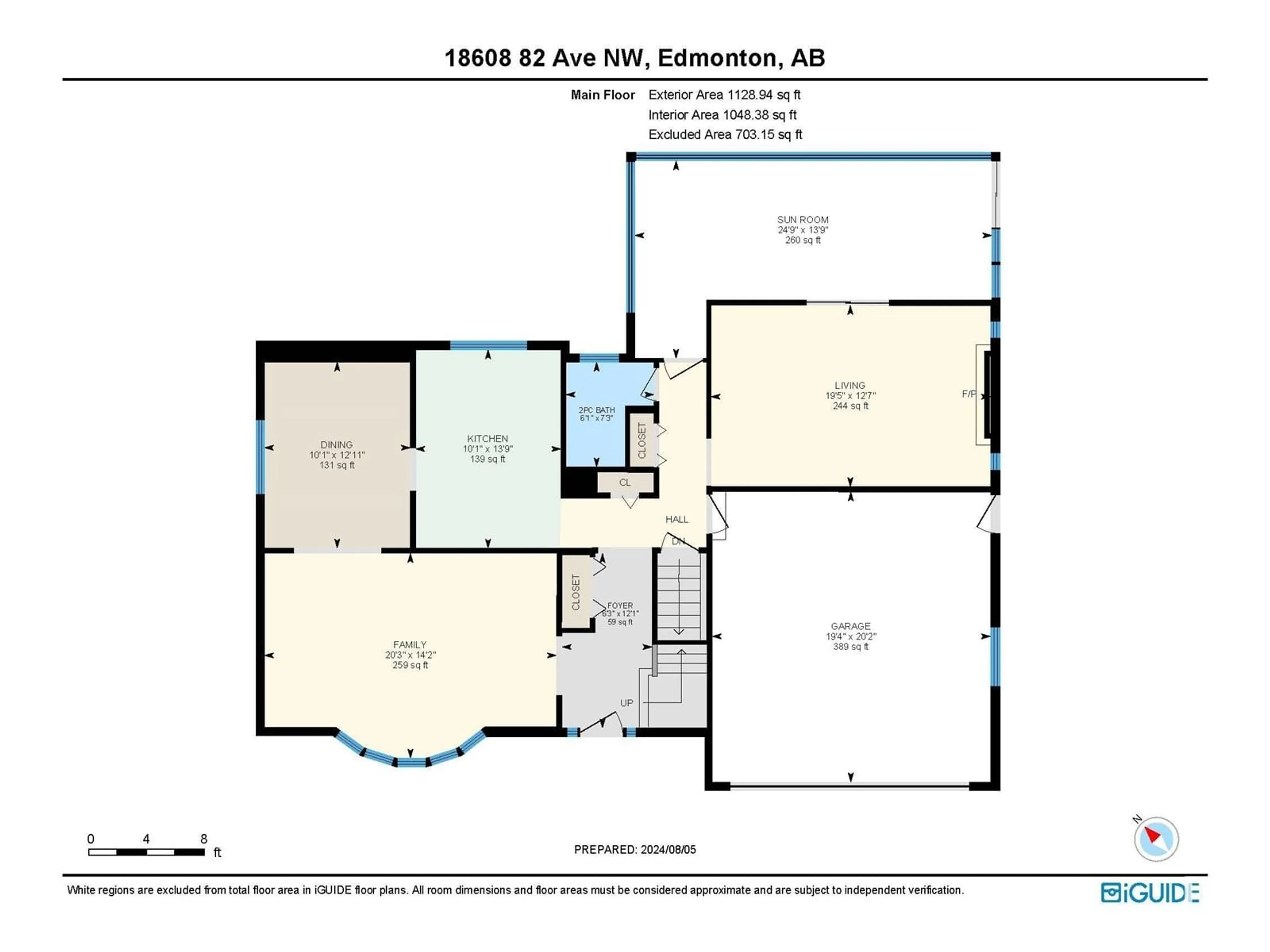 Floor plan for 18608 82 AV NW, Edmonton Alberta T5T1G3