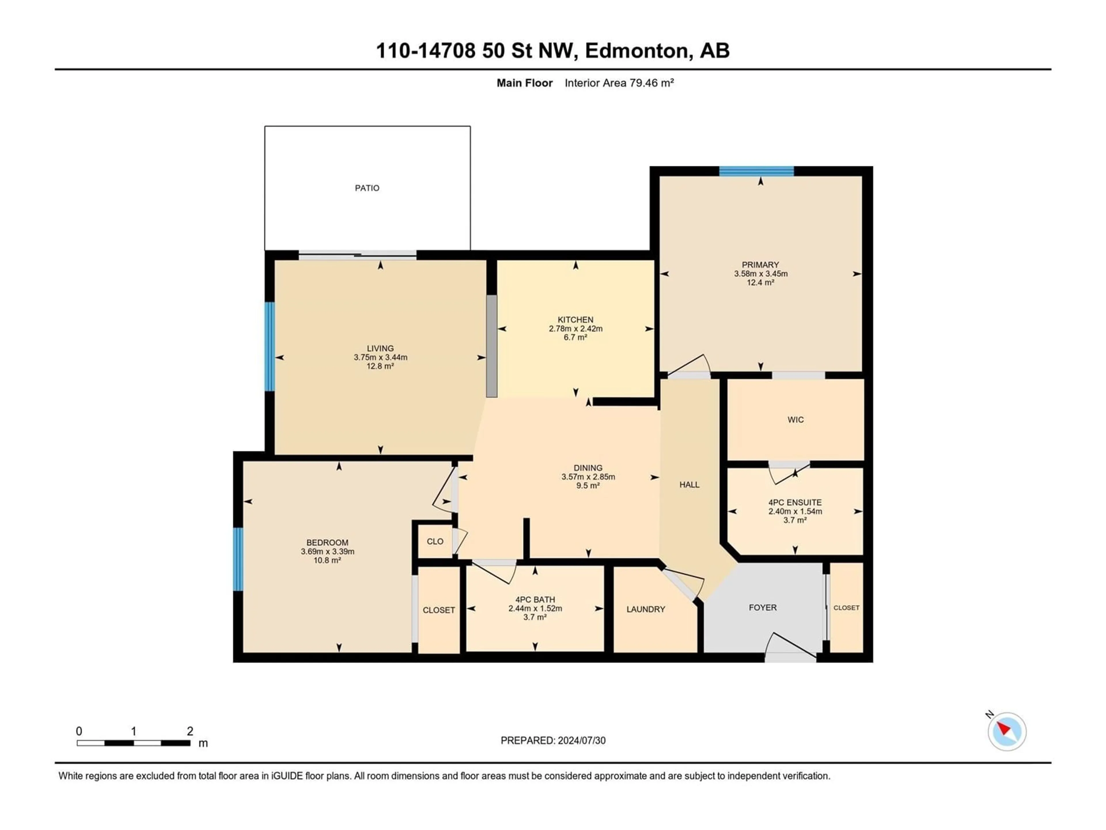 Floor plan for #110 14708 50 ST NW, Edmonton Alberta T5A5G9