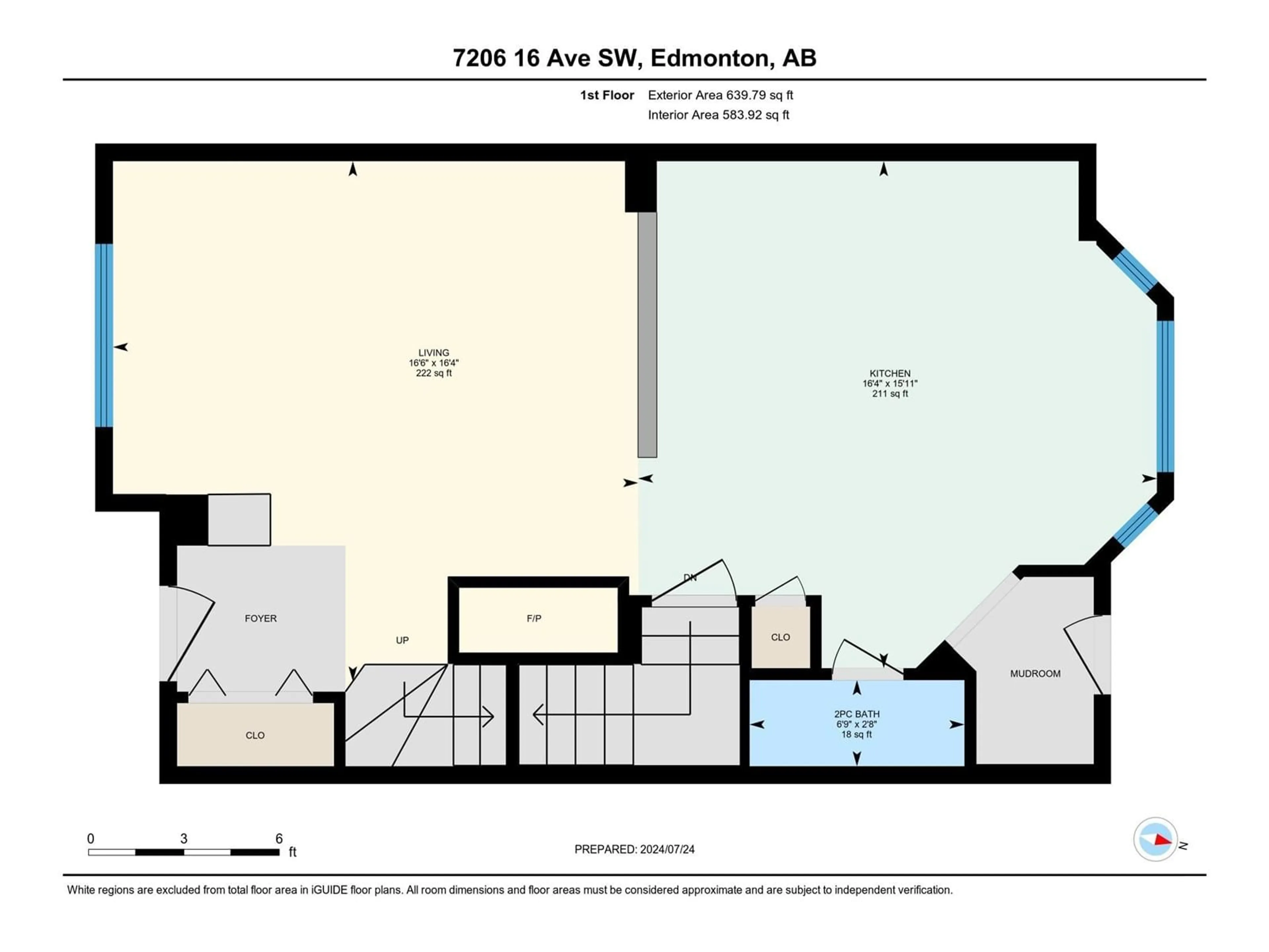 Floor plan for 7206 16 AV SW, Edmonton Alberta T6X0H3