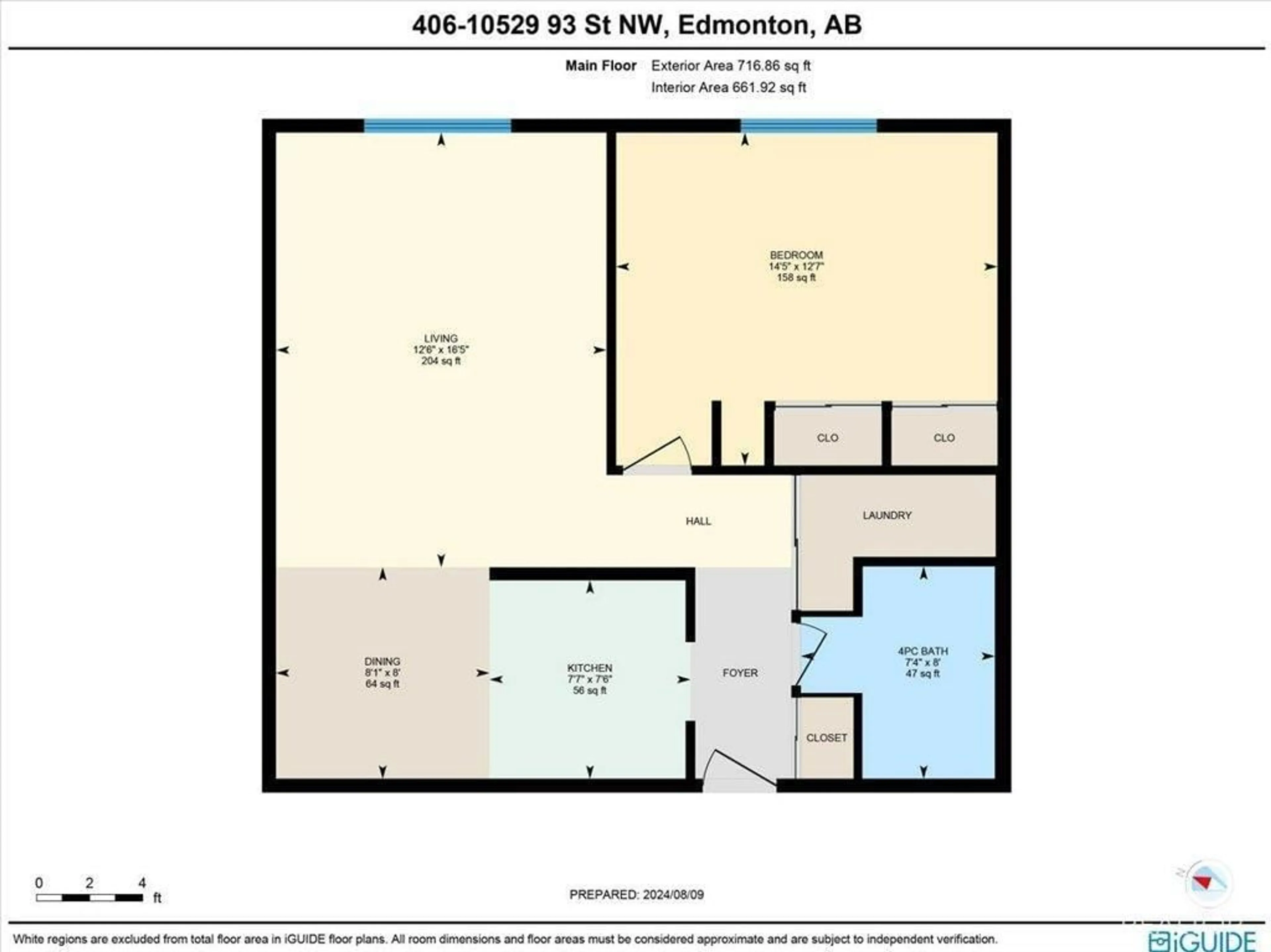 Floor plan for #406 10529 93 ST NW, Edmonton Alberta T5H1X6