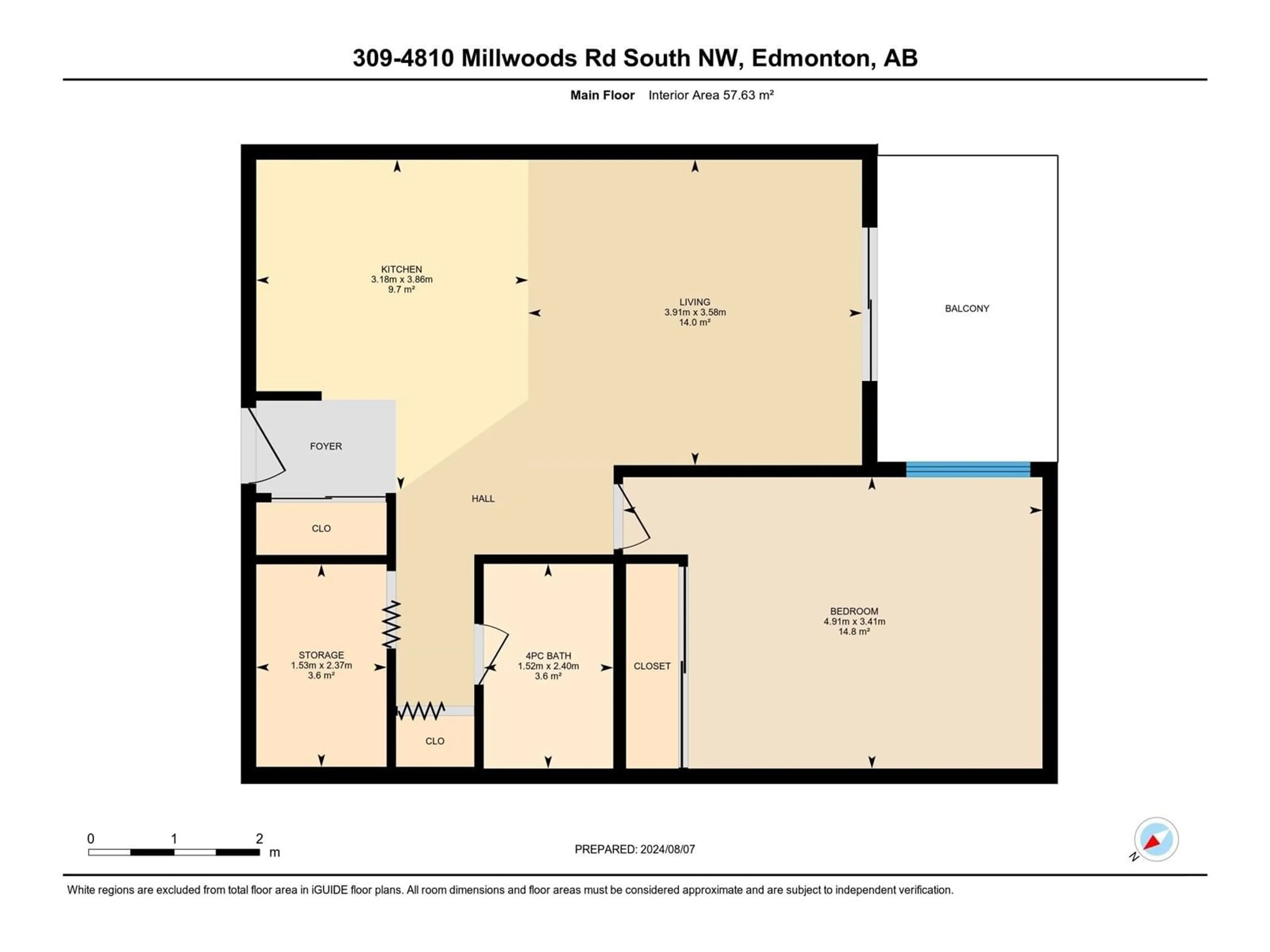 Floor plan for #309 4810 Millwoods rd south S NW, Edmonton Alberta T6L5N9