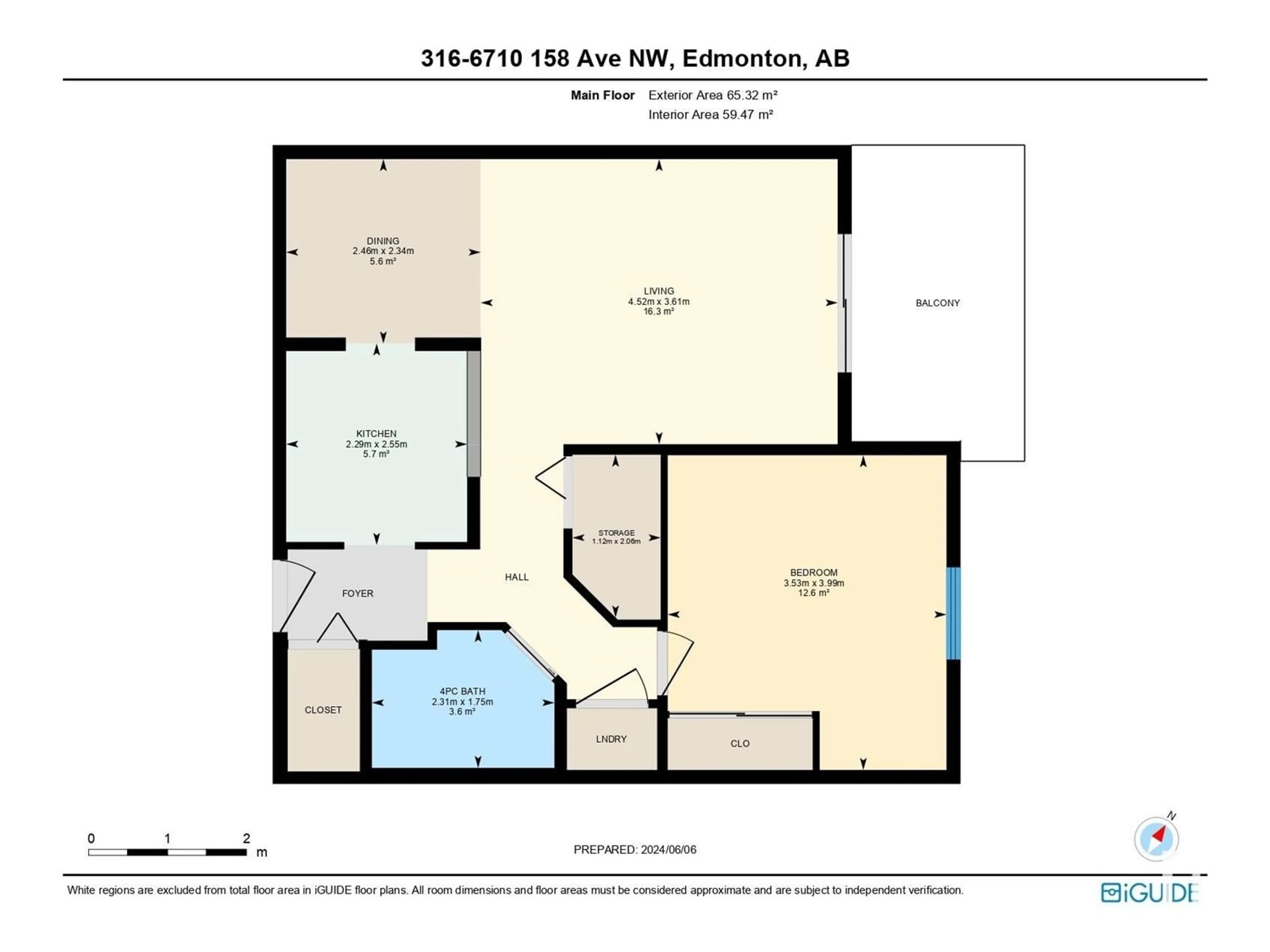 Floor plan for #316 6710 158 AV NW, Edmonton Alberta T5Z3A7