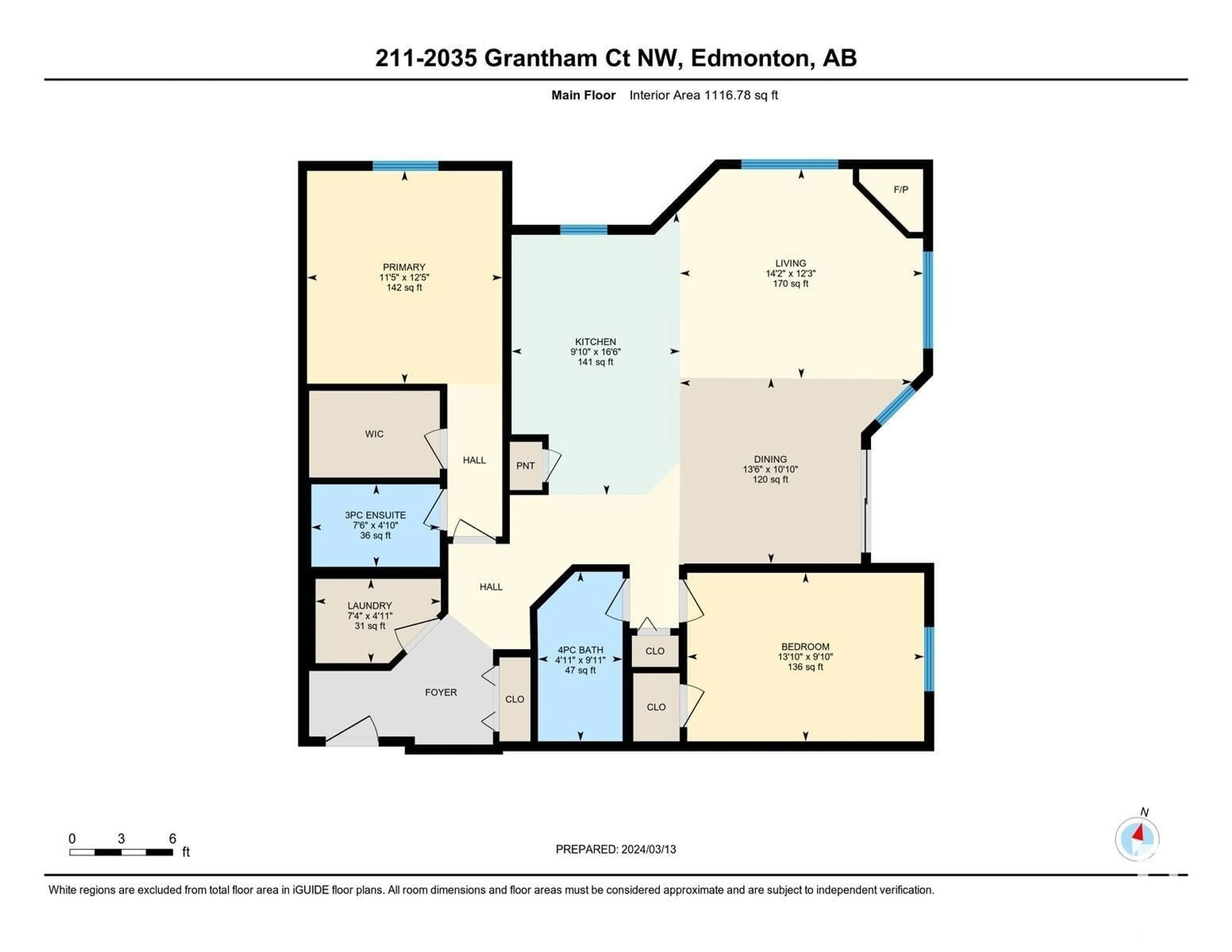 Floor plan for #211 2035 GRANTHAM CO NW, Edmonton Alberta T5T3X4