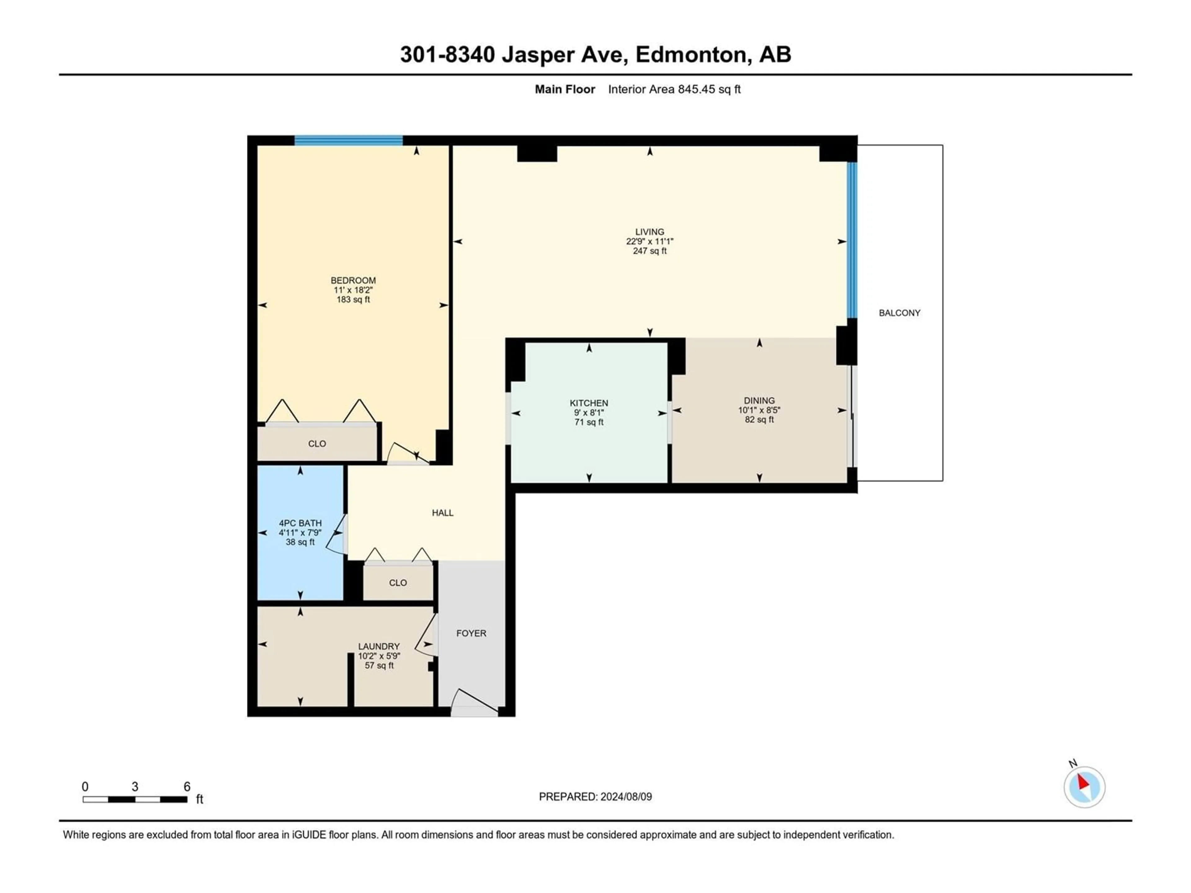 Floor plan for #301 8340 JASPER AV NW, Edmonton Alberta T5H4C6