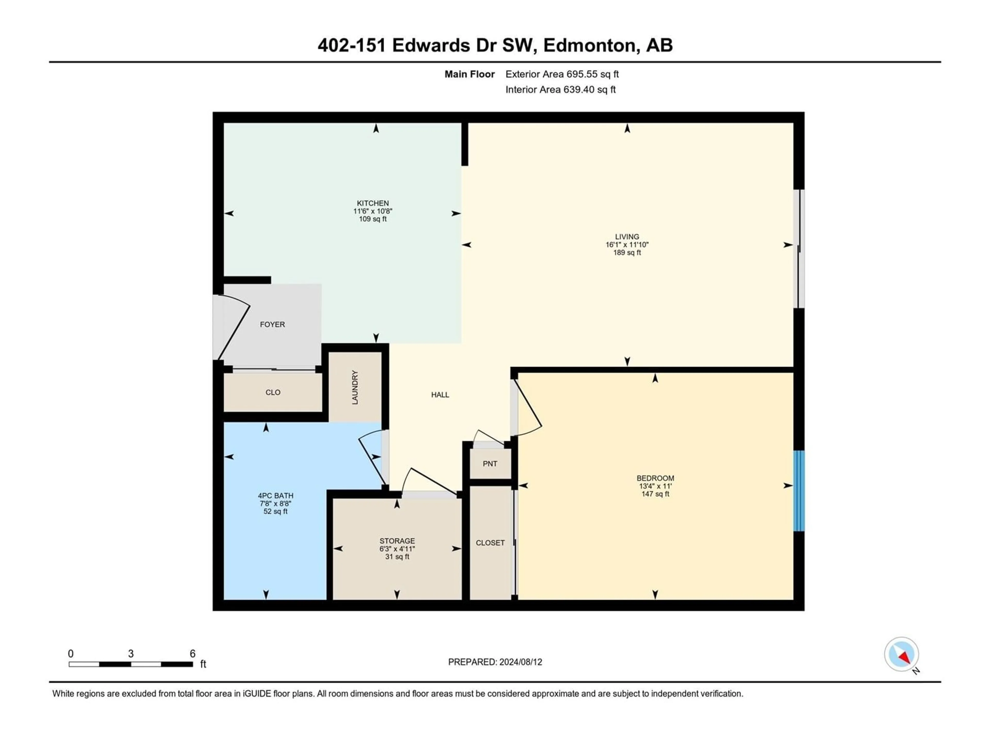 Floor plan for #402 151 EDWARDS DR SW, Edmonton Alberta T6X1N5