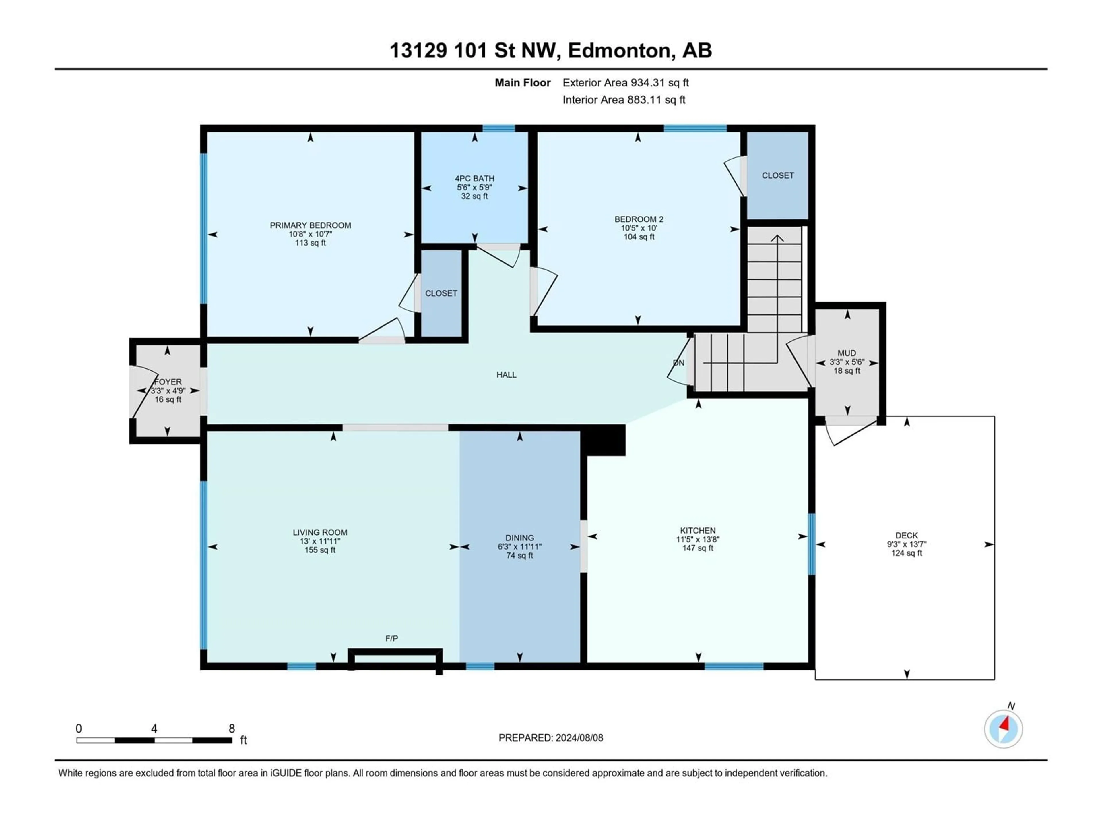 Floor plan for 13129 101 ST NW, Edmonton Alberta T5E4G1