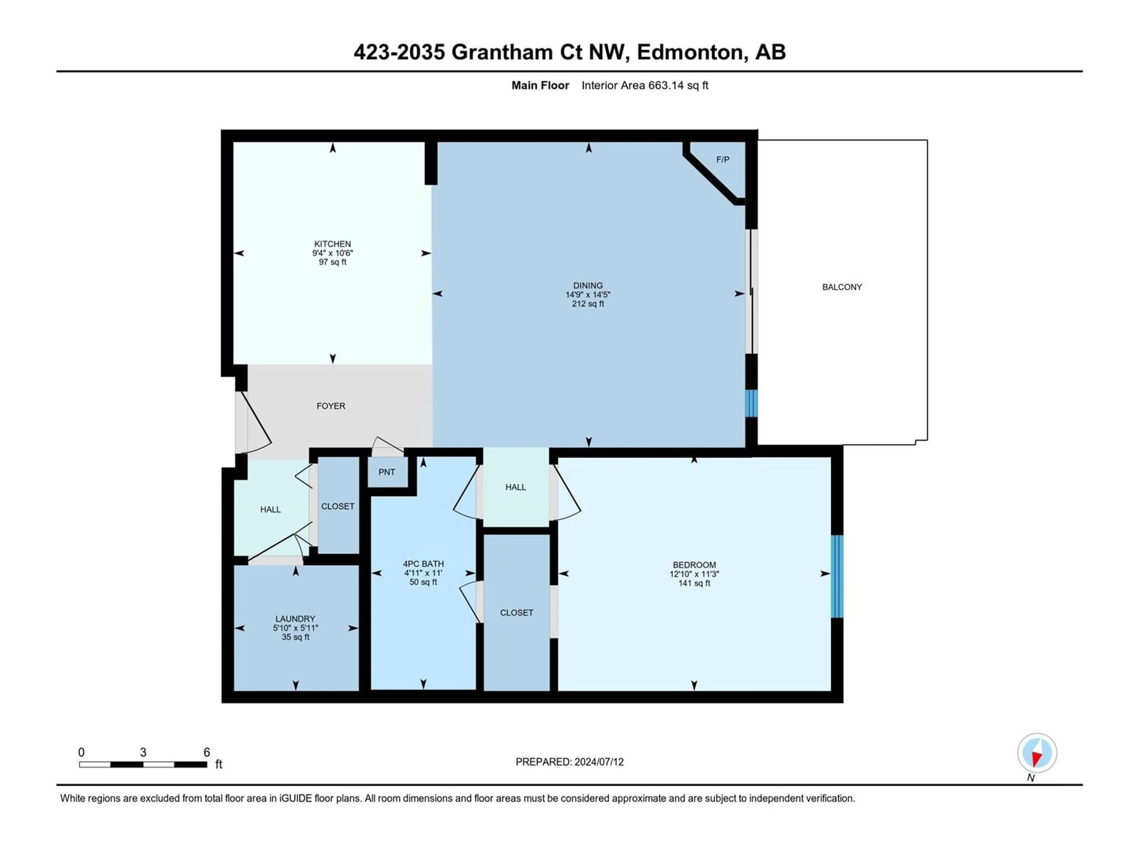 Floor plan for #420 2035 GRANTHAM CO NW, Edmonton Alberta T5T3X4