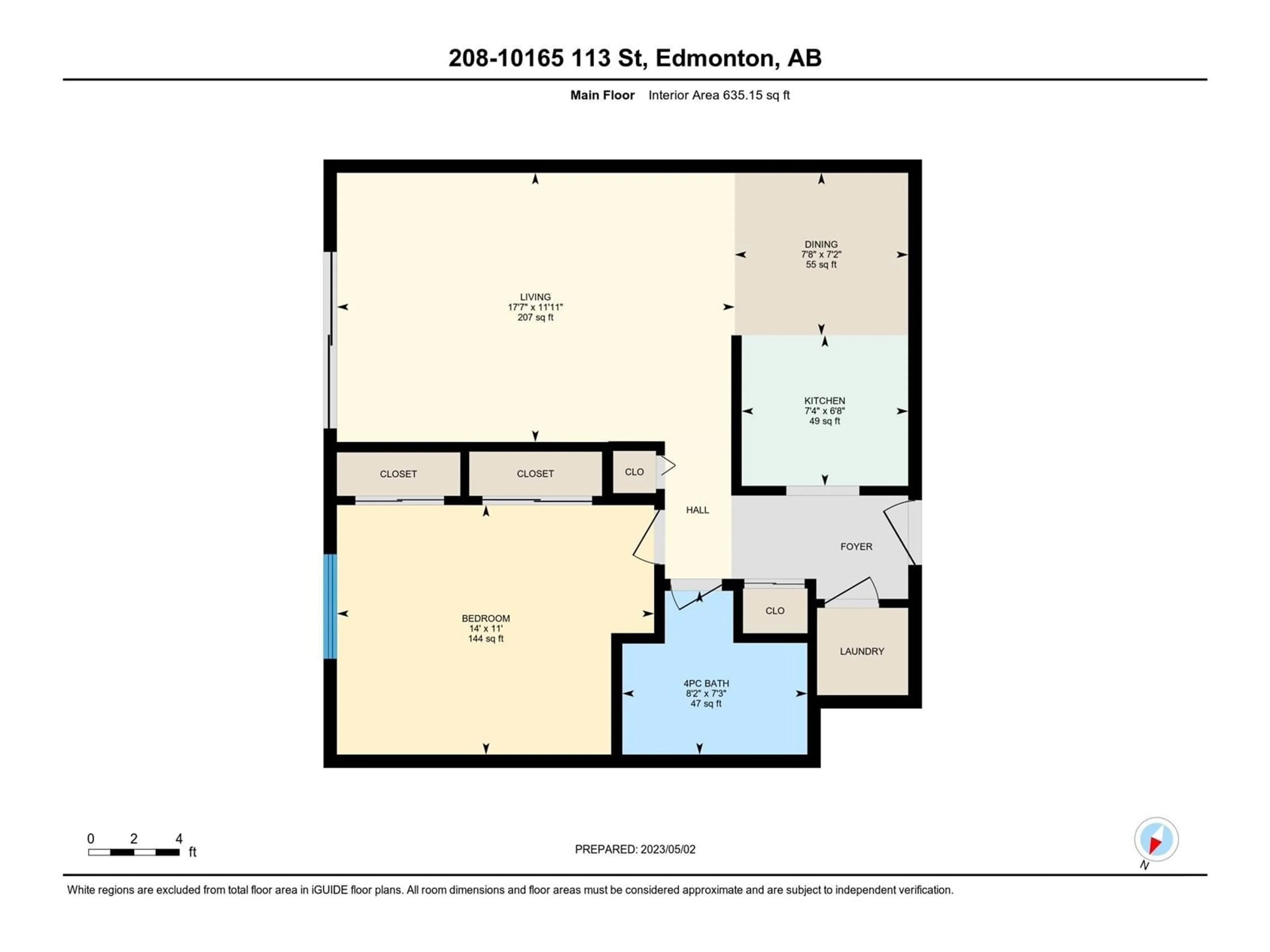 Floor plan for #208 10165 113 ST NW, Edmonton Alberta T5K1P1